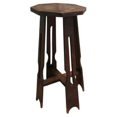 Liberty & Co Arts and Crafts Carved Elm Octagonal Plant Stand