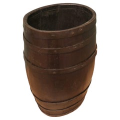 A Large Oak and Brass Barrel Stick Stand