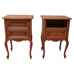 Pair of Carved French Cherry Wood Bedside Chevets or Lockers