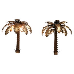 A Pair of 1970s Palm Tree Wall Lights from Maison Jansen