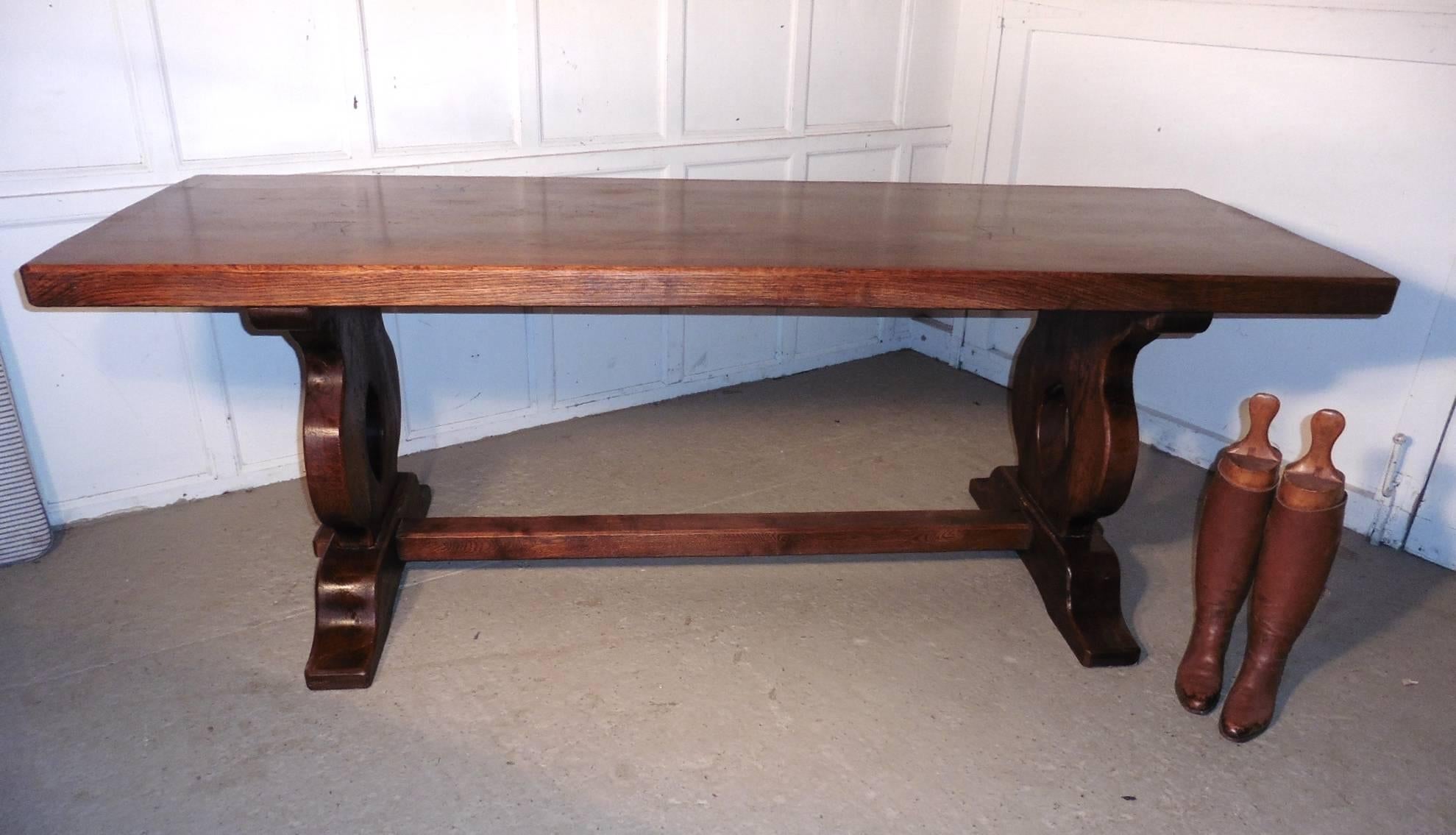 Late 19th Century Heavy French Farmhouse Oak Refectory Dining Table In Fair Condition In Chillerton, Isle of Wight