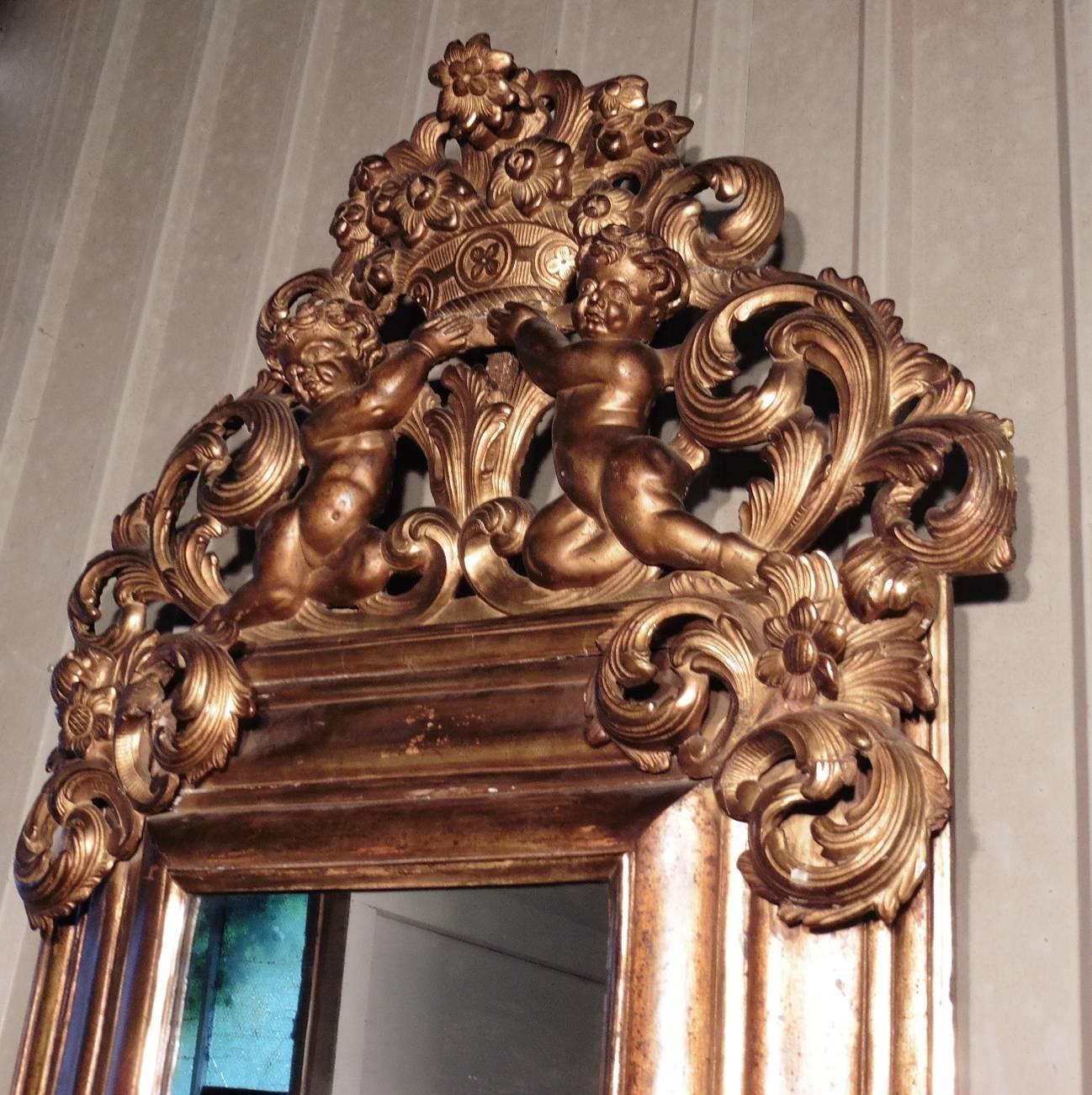 Regency Large 18th Century Carved English Giltwood Mirror