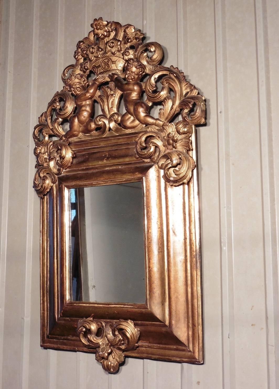 Large 18th Century Carved English Giltwood Mirror In Good Condition In Chillerton, Isle of Wight