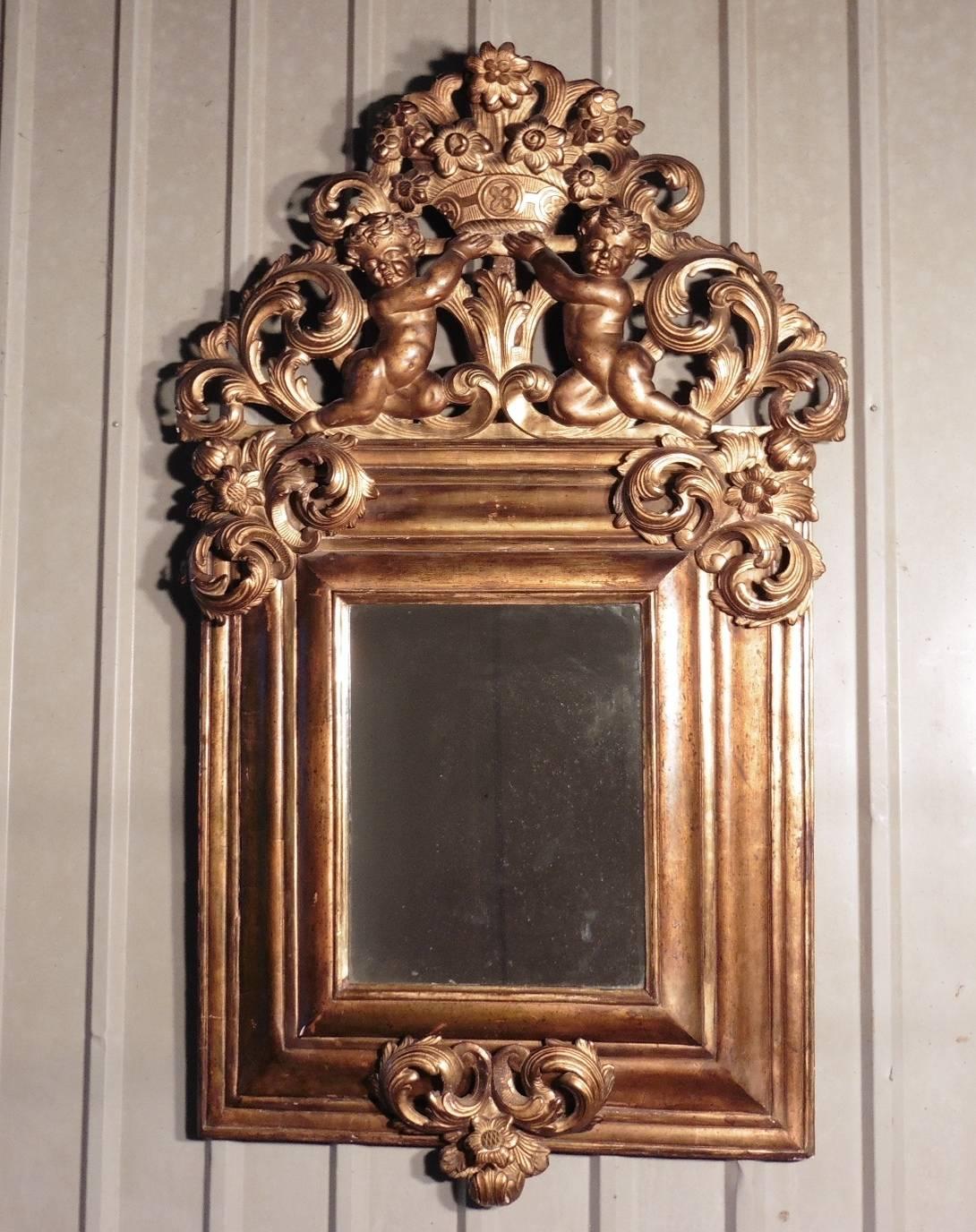 Large 18th Century Carved English Giltwood Mirror 1