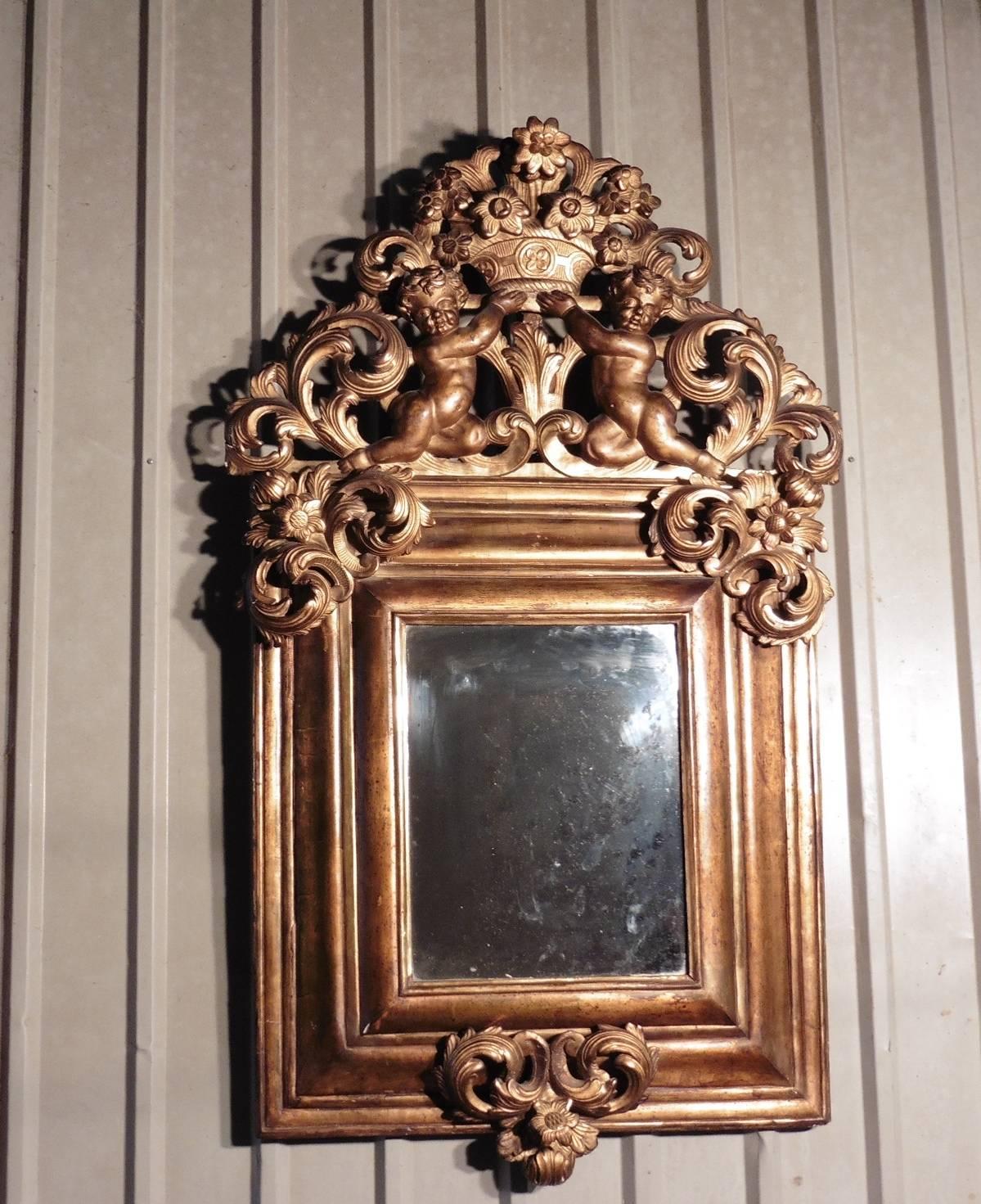Large 18th Century Carved English Giltwood Mirror 2