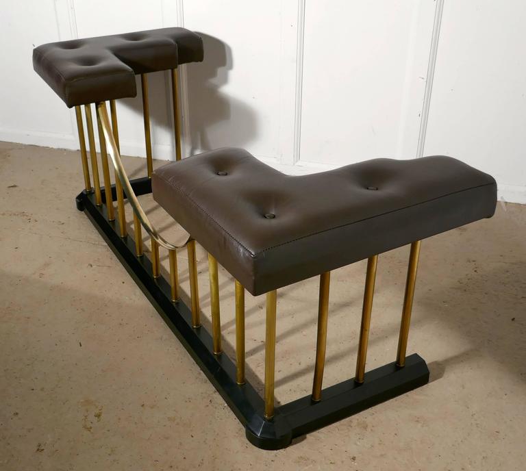 Large Brass and Iron Club Fender, with Leather Seats at 1stDibs club