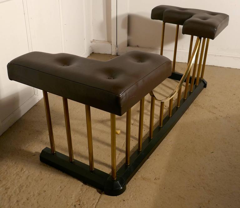 Large Brass and Iron Club Fender, with Leather Seats at 1stDibs club