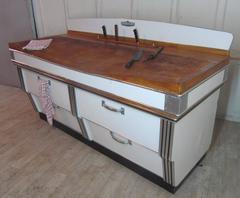 1920s, Belgian Art Deco Maple and Formica Butchers Block, Kitchen Island