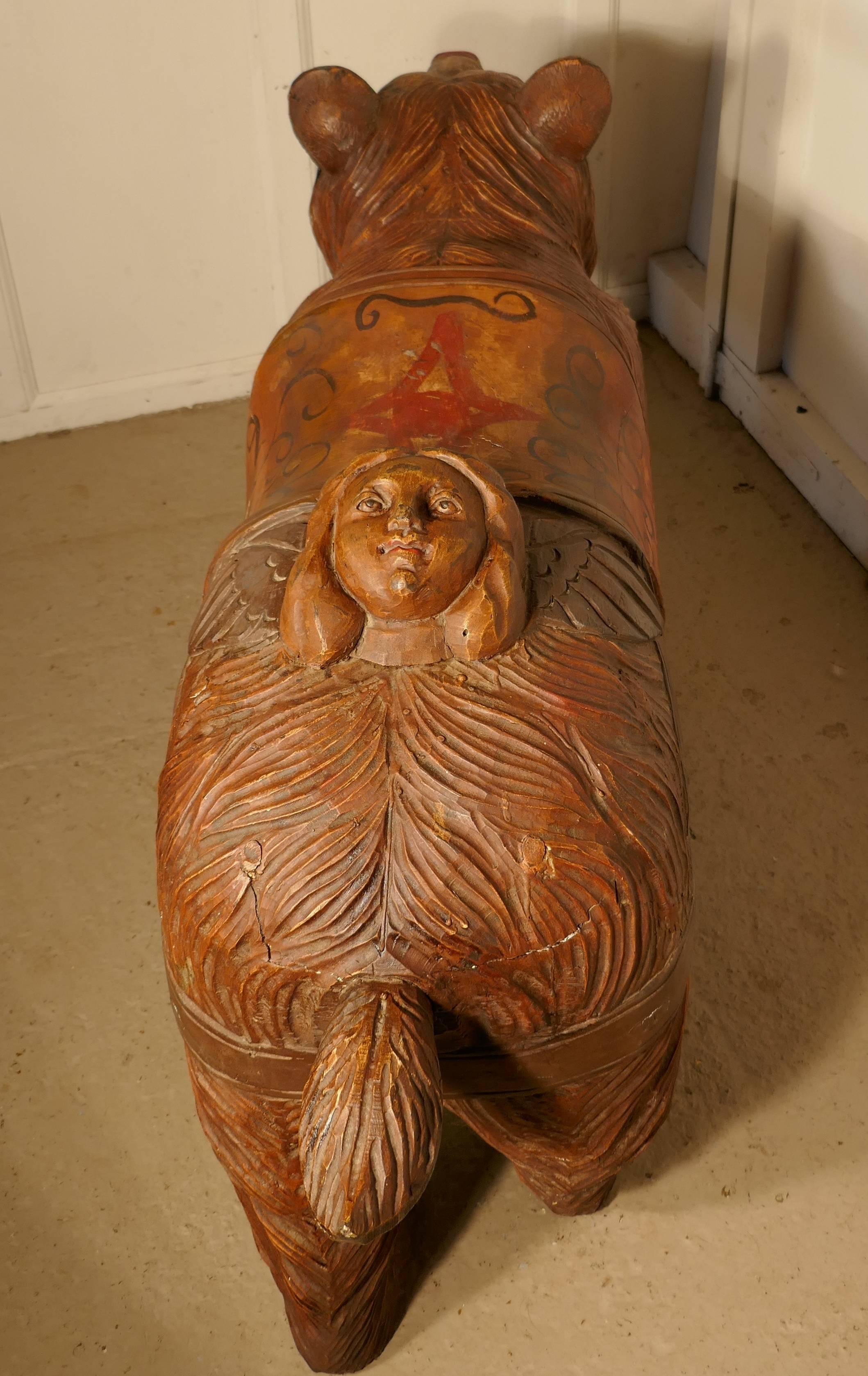 19th Century Carved Wooden Bear, German Fair Ground Galloper 2