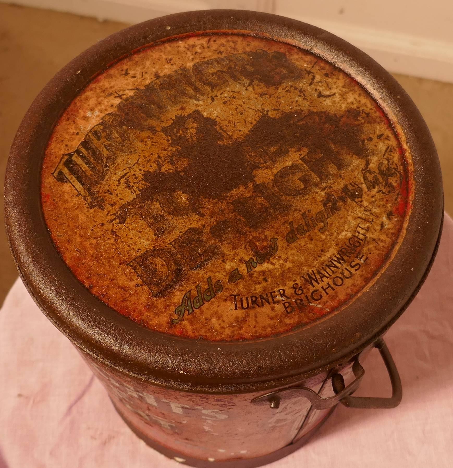 This is a lovely piece, an authentic sweet shop container in the form of a bucket with a swing handle and original lid
A genuine collectible, it will work well in a shop or cafe display and is in good usable condition should you want to put it to