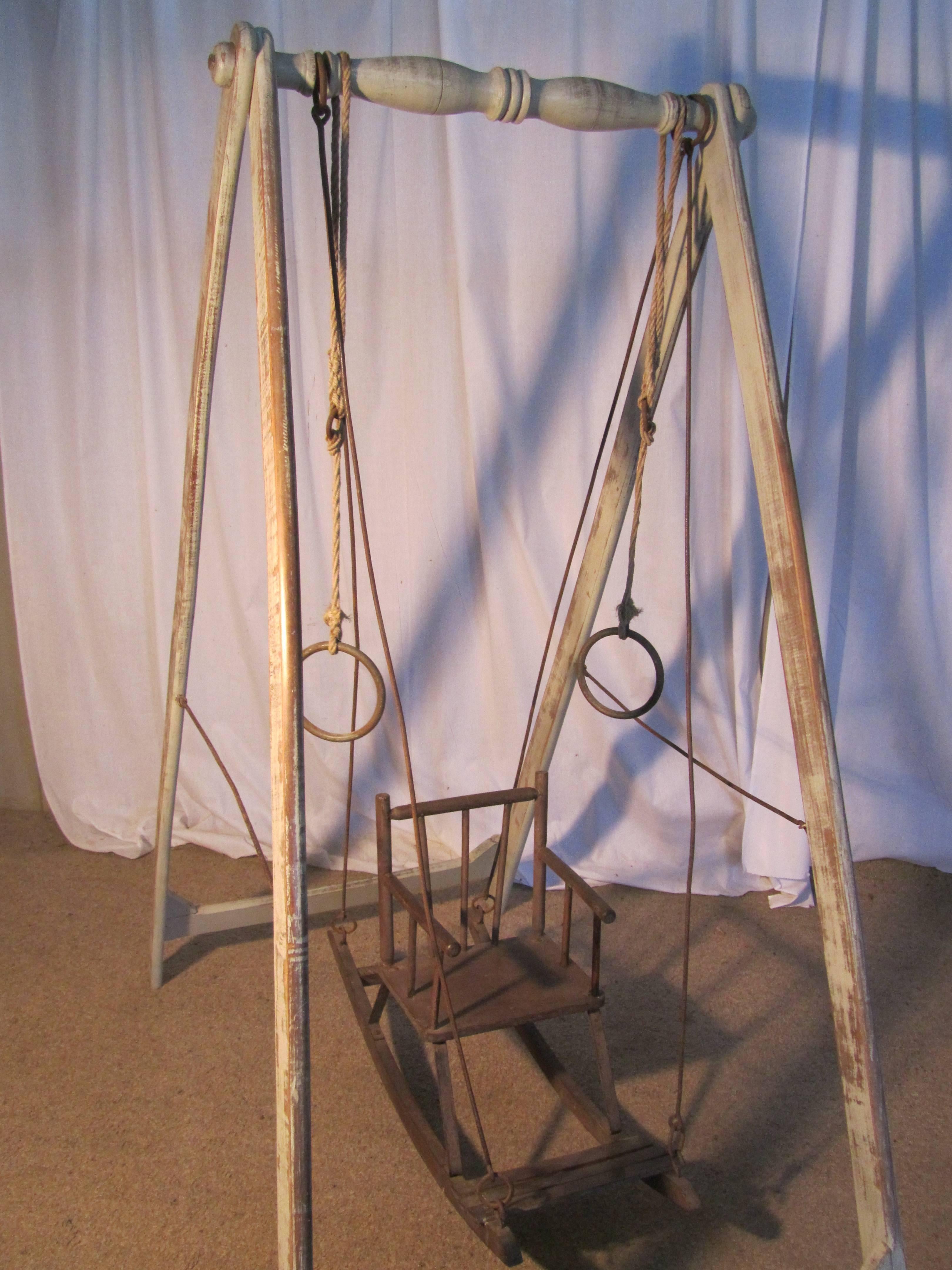 Folk Art Early 19th Century, French Child's Wooden Swing For Sale