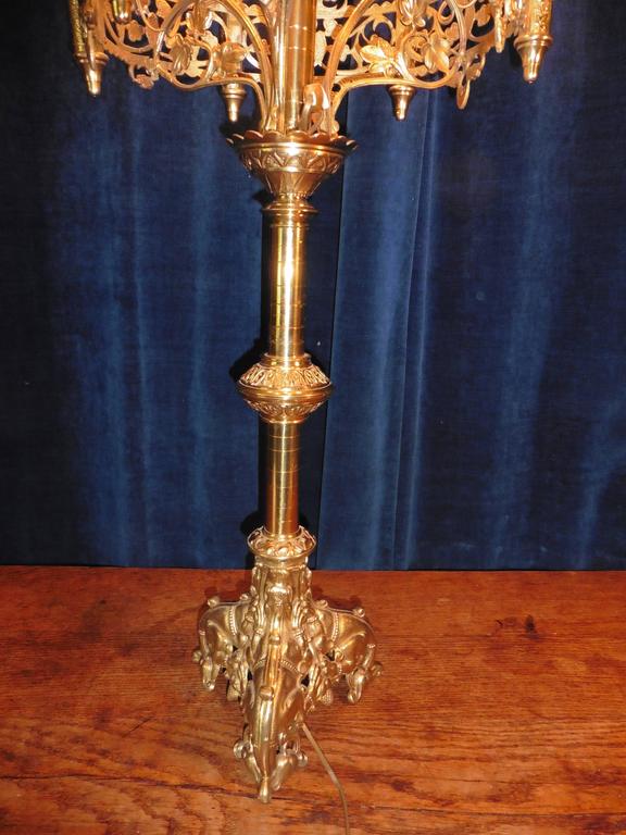 Very Large French Brass Church Candelabra, Ecclesiastical Artefact at