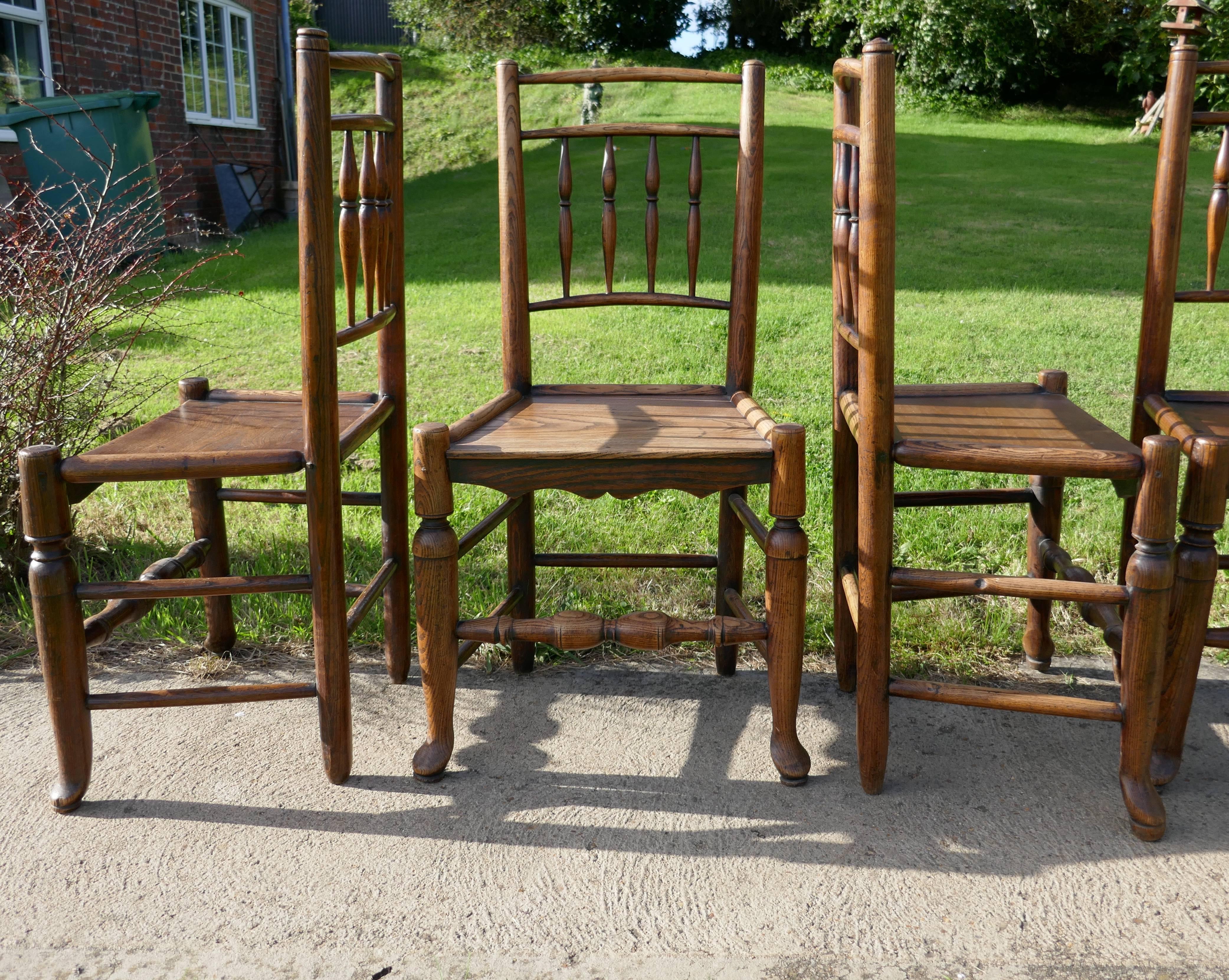 Hand-Crafted Set of Six, 18th Century Clissett Style Elm and Ash Country Chairs