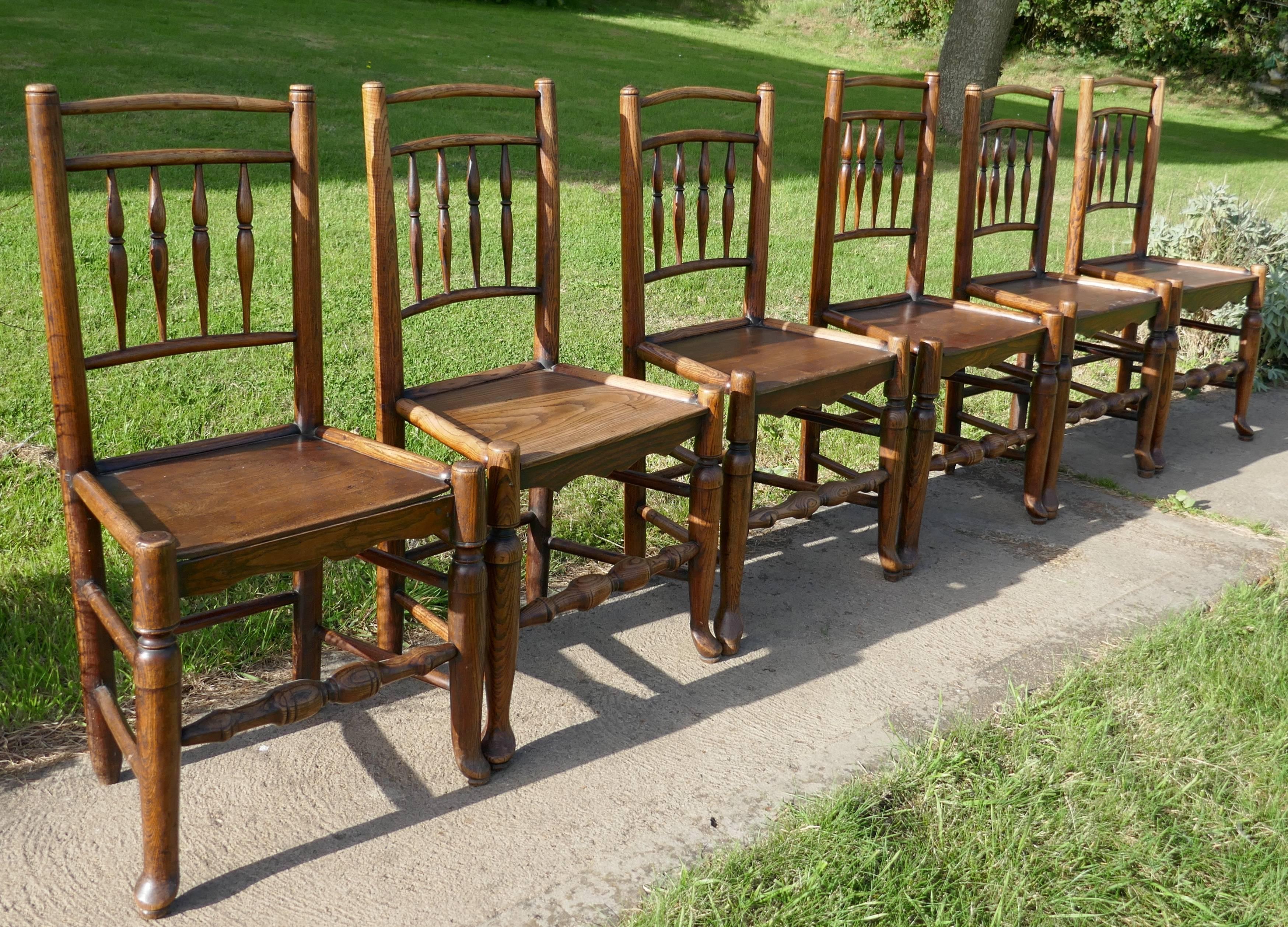 Late 18th Century Set of Six, 18th Century Clissett Style Elm and Ash Country Chairs