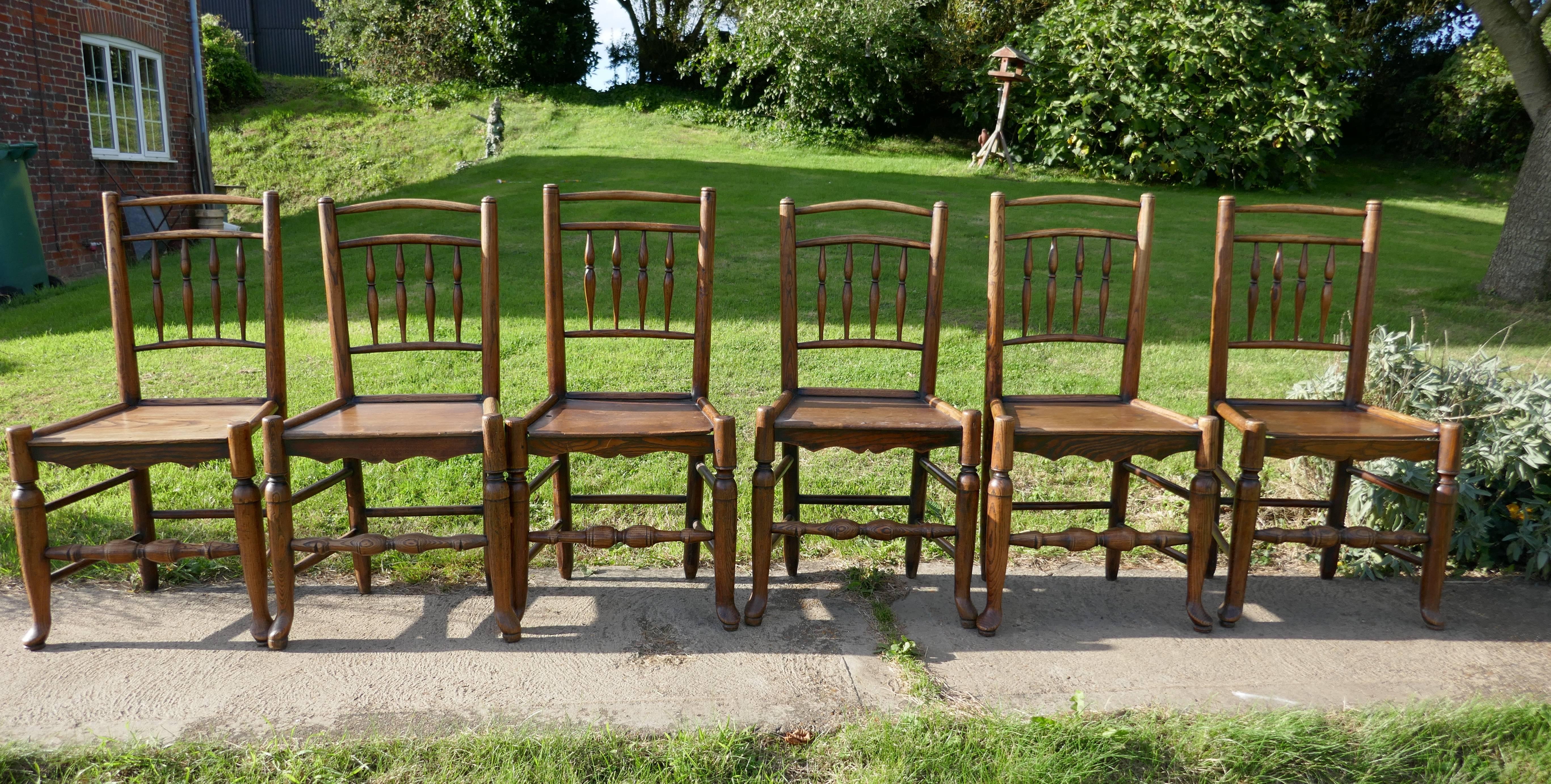 Set of Six, 18th Century Clissett Style Elm and Ash Country Chairs 1