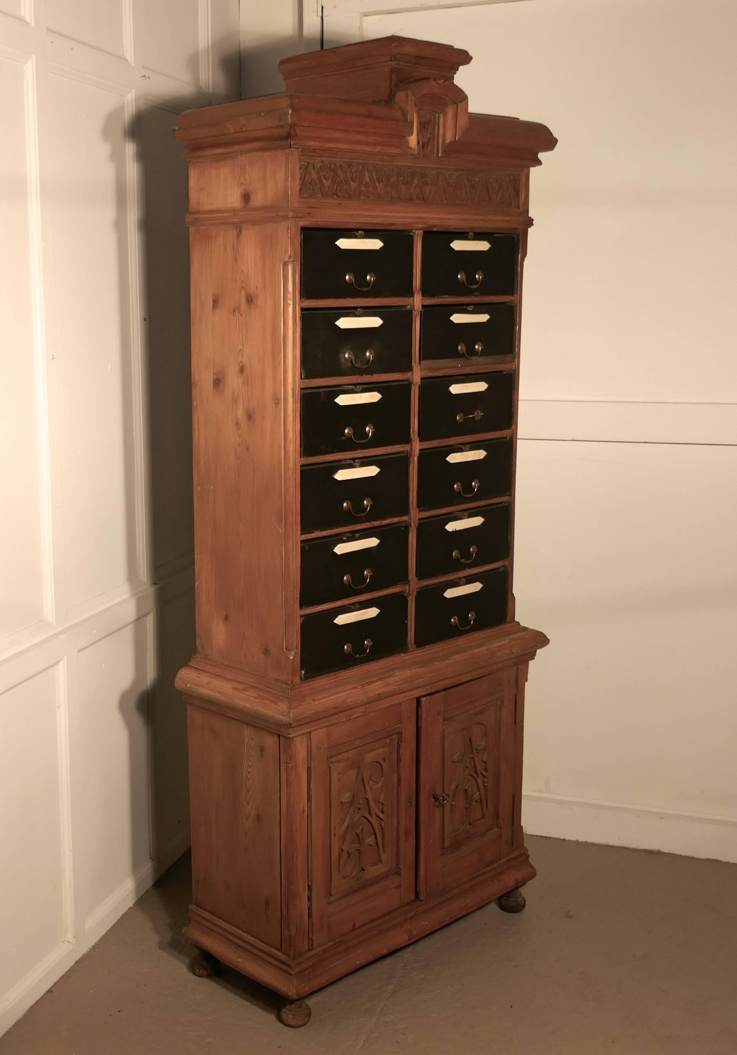 20th Century Tall French Barristers Filing Cabinet, Notaire’s Bookcase For Sale