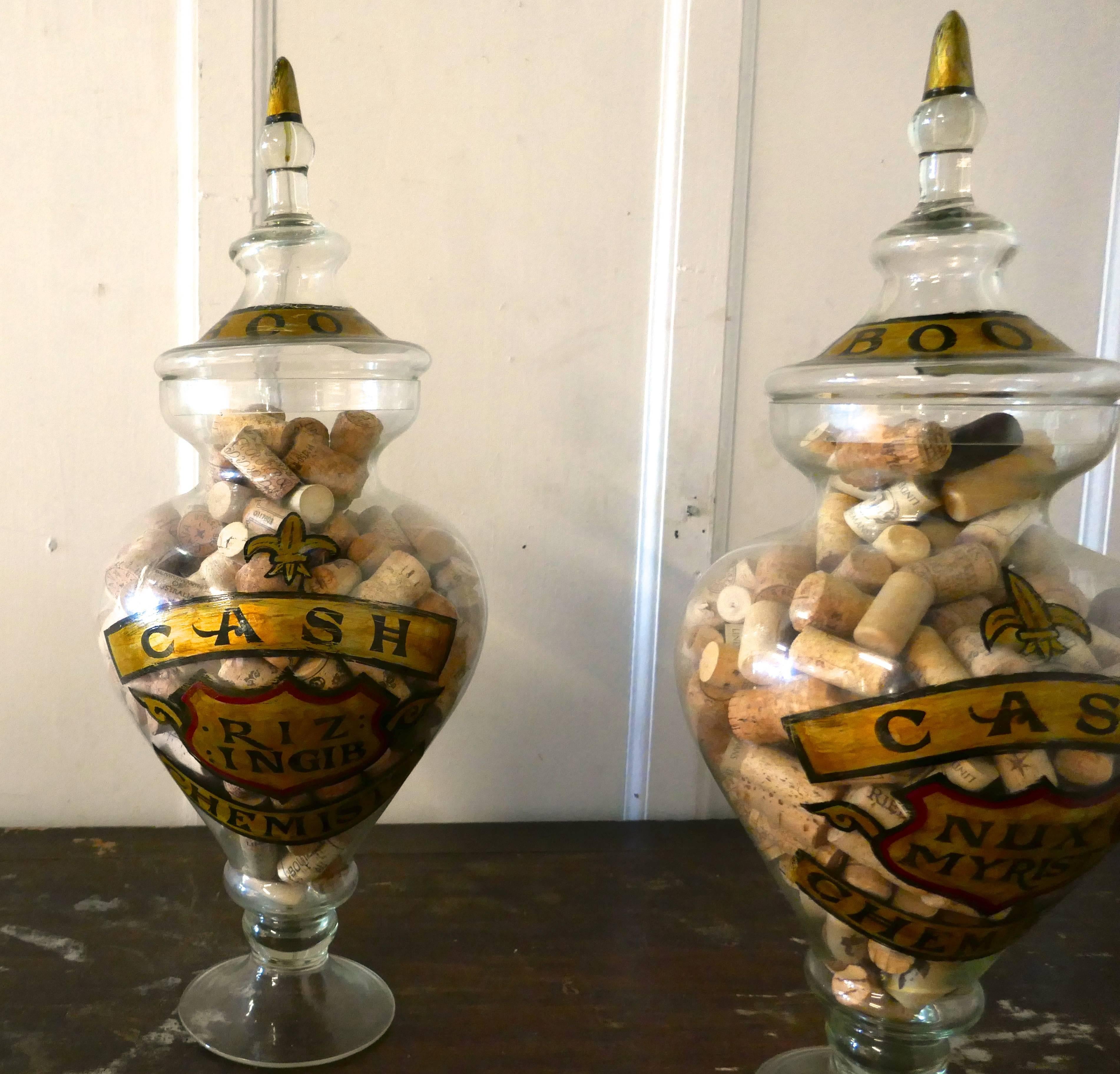 Industrial Collection of Three Very Large Apothecary or Old Boots Chemist Jars Shop Display
