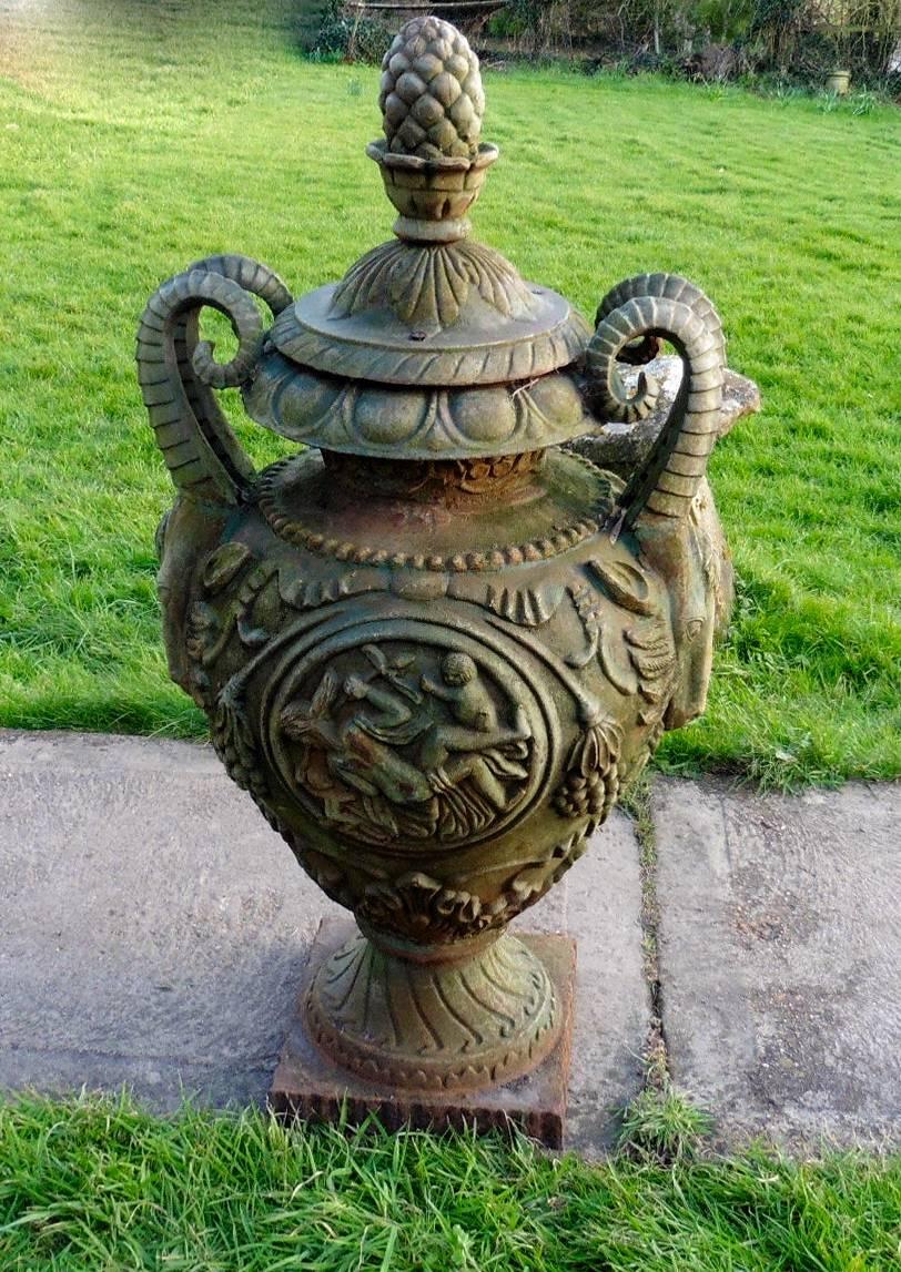 English Large Cast Original Victorian Garden Iron Urn