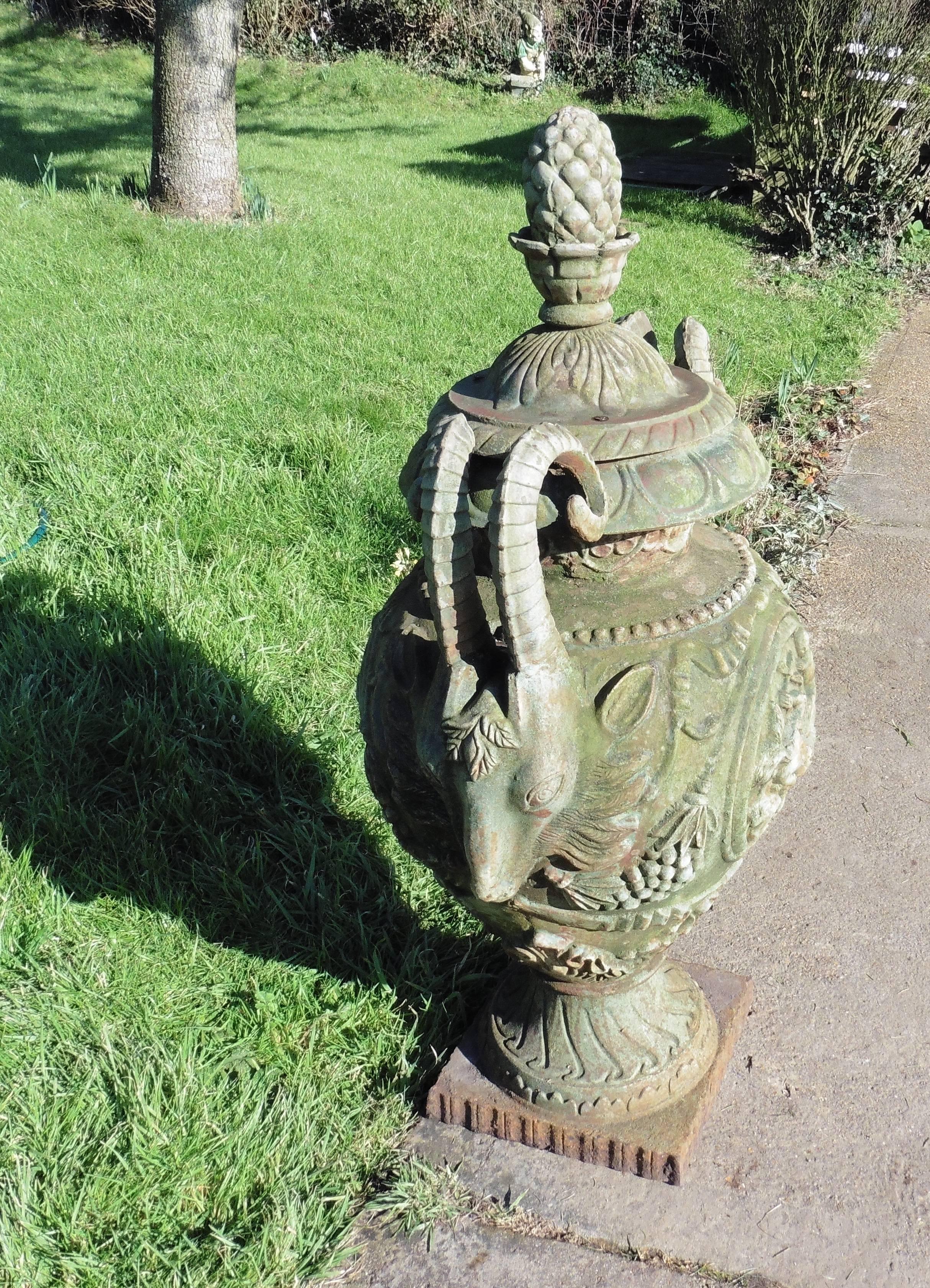 19th Century Large Cast Original Victorian Garden Iron Urn