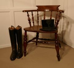 19th Century, Elm and Ash Smokers Bow, Captains Chair, Office or Desk Chair