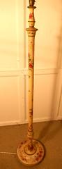 1920s Painted Floor Standing Lamp, Cream Red Roses Shabby Crackle Glazed Finish