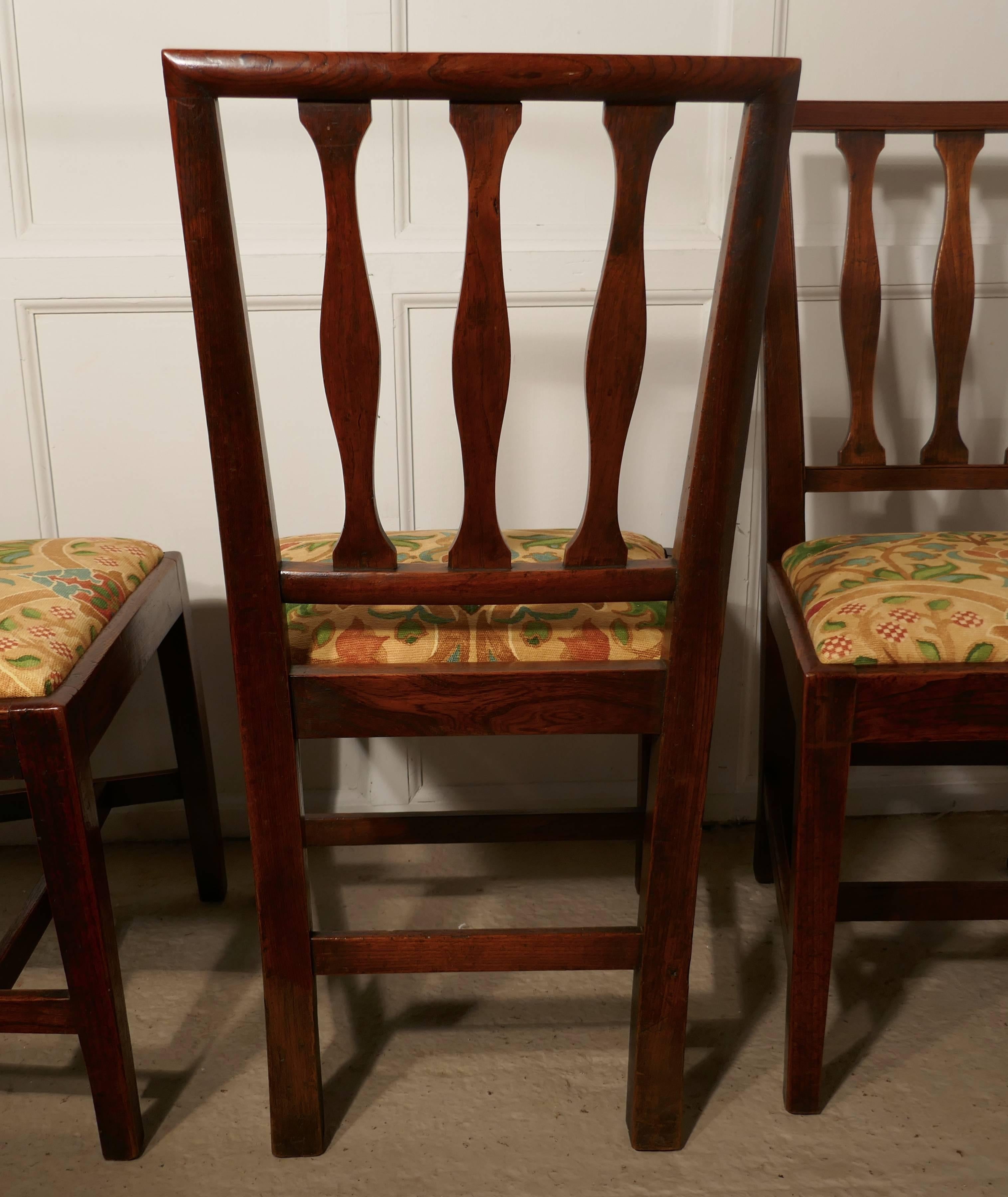 English Set of Six Georgian Elm Country Dining Chairs, Liberty Fabric Upholstery 
