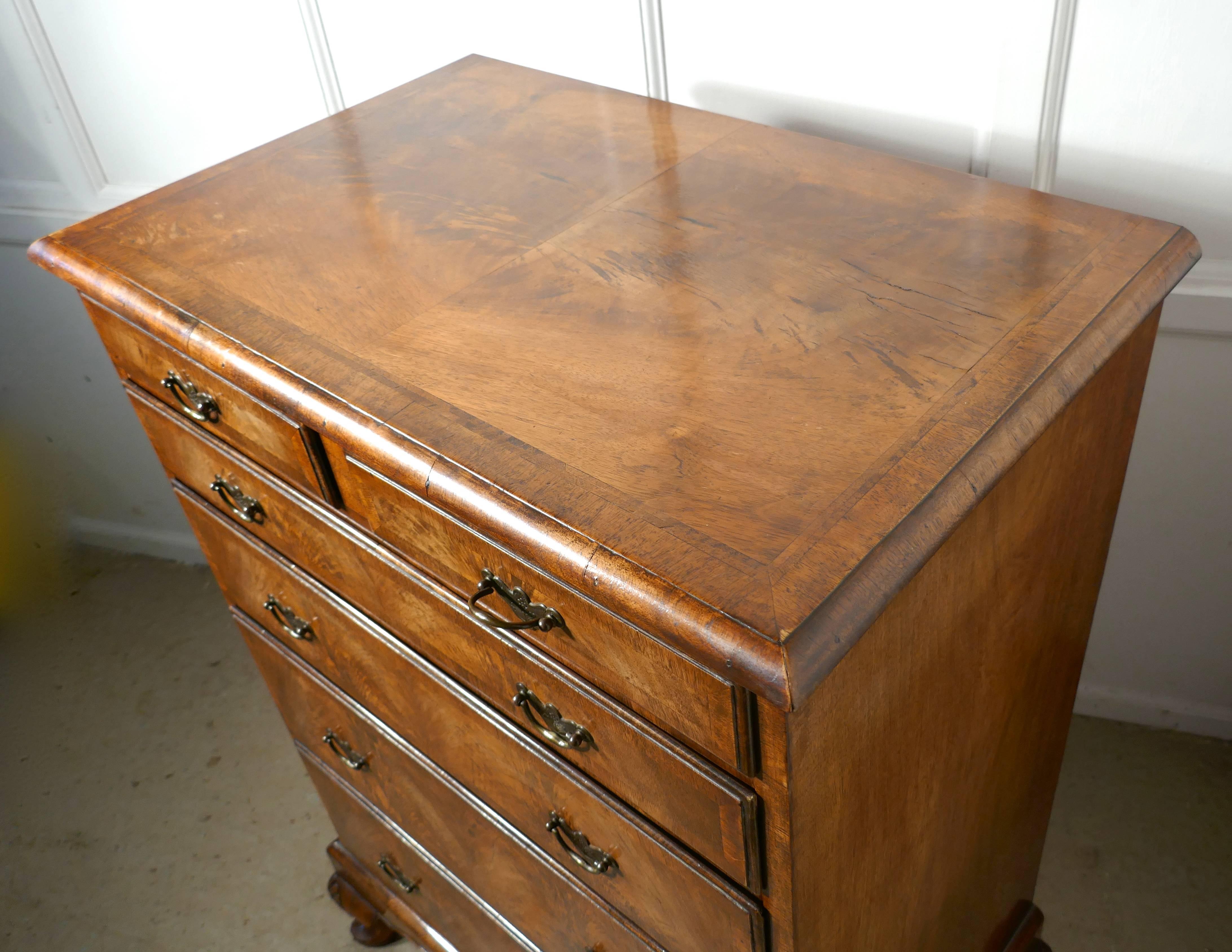 English Queen Anne Style 19th Century Walnut Chest of Drawers
