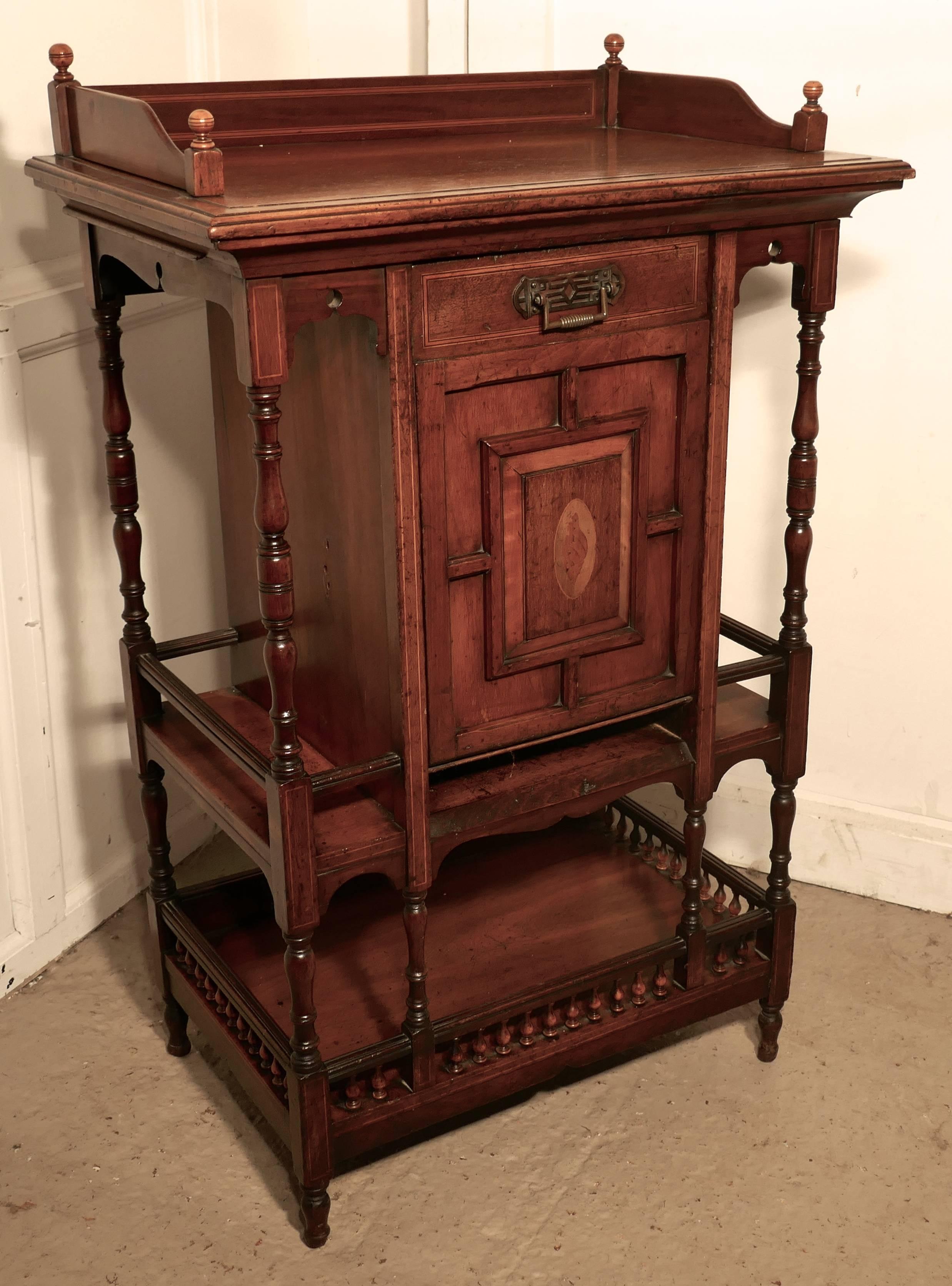 Edwardian Mahogany Batchelor’s Fireside Companion, Purdonium Whatnot In Fair Condition In Chillerton, Isle of Wight
