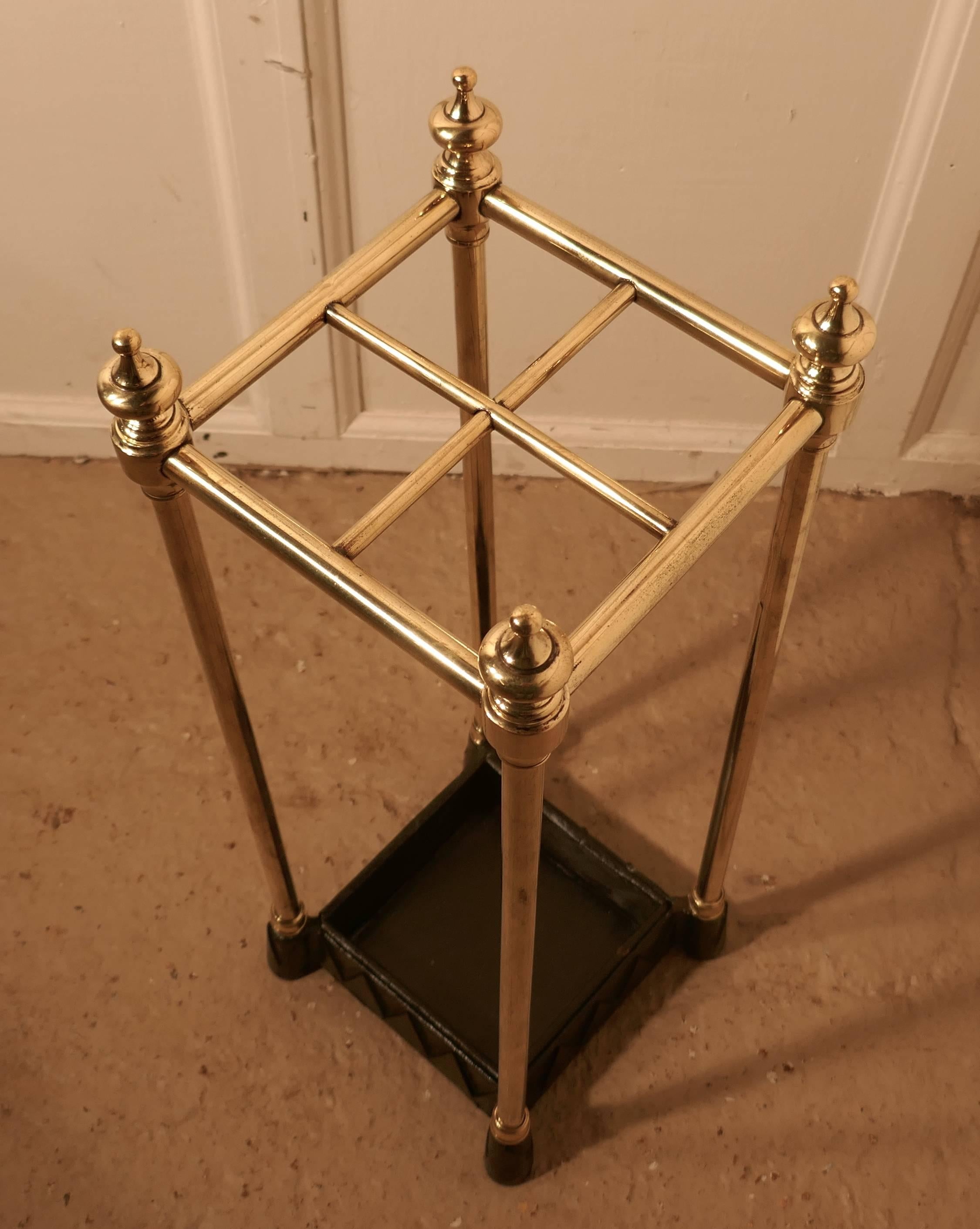 English Victorian Brass and Cast Iron Walking Stick Stand or Umbrella Stand
