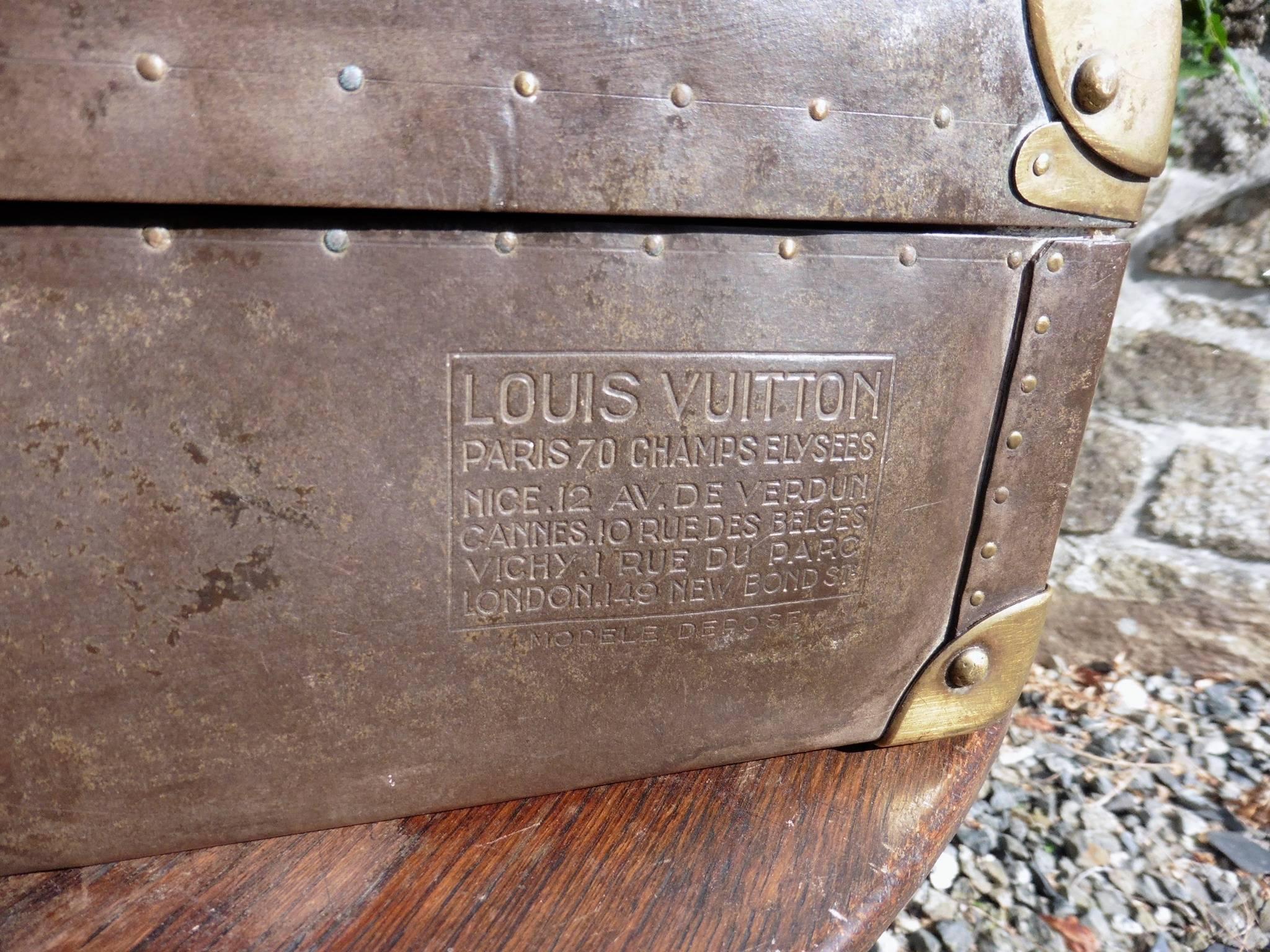 Two Original Louis Vuitton, Orange Steamer Trunk and Vuitton Hard Suit Case 2