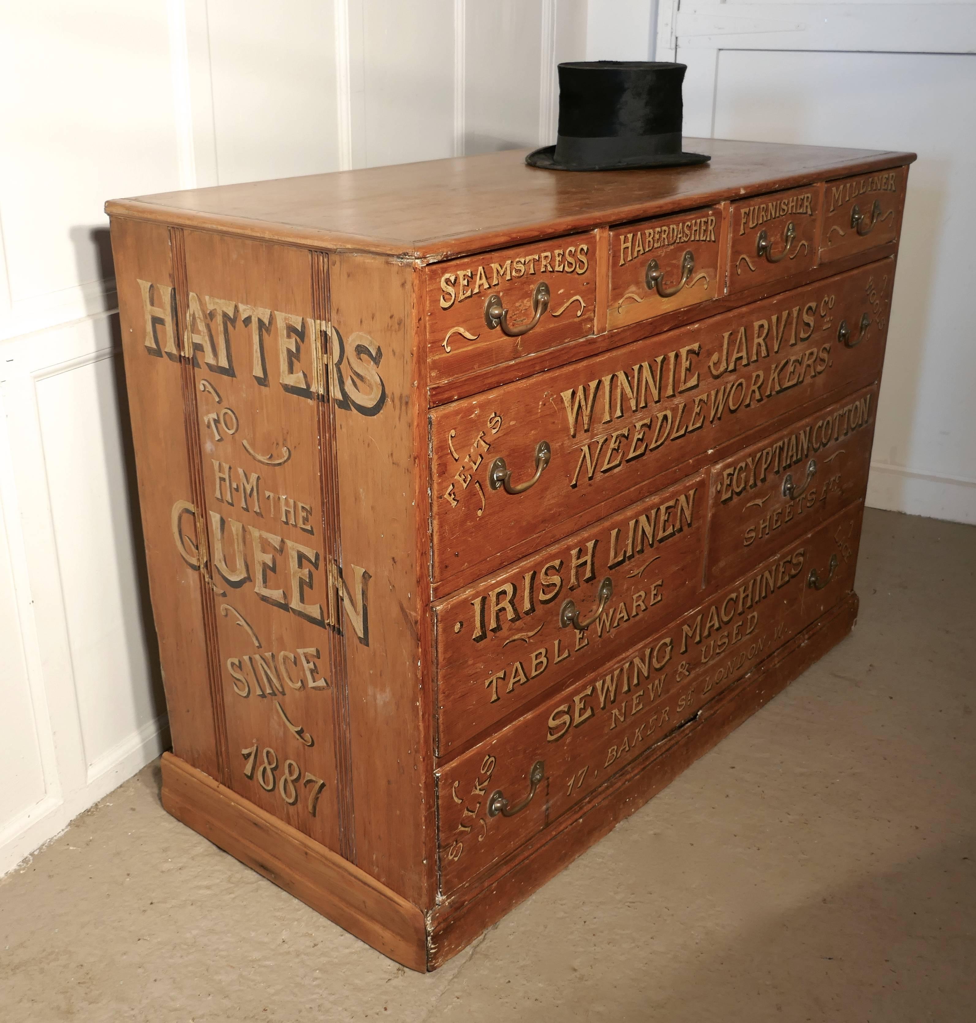 Victorian Pine Painted Haberdashers Shop Cabinet 1