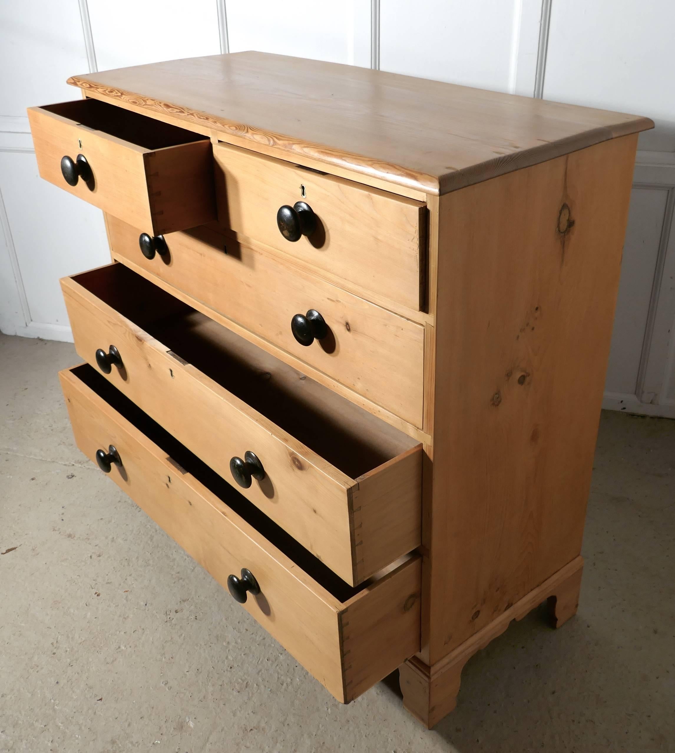 Polished Large Georgian Stripped Pine Chest of Drawers