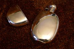Solid Silver Hall Marked Hip or Pocket Flask and Cup Date 1921