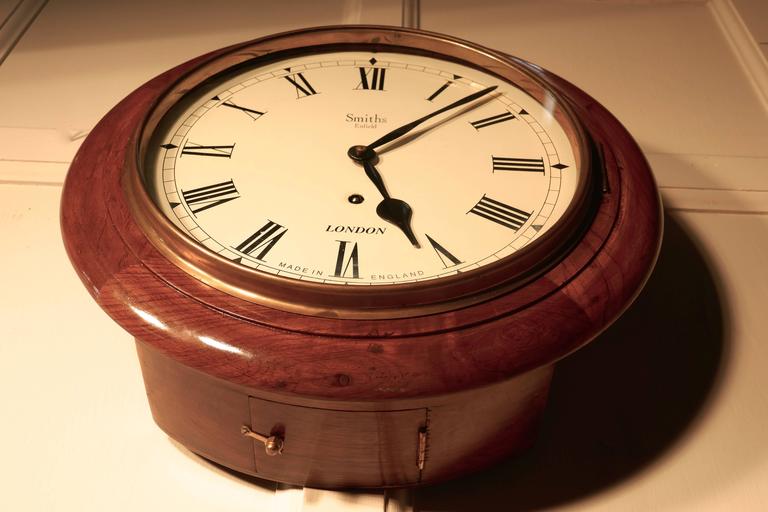 Traditional English School or Railway Clock, 1910 Smiths Enfield Wall