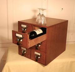 Oak Six Drawer Card Index Filing Cabinet, Wine Rack or Coffee Table