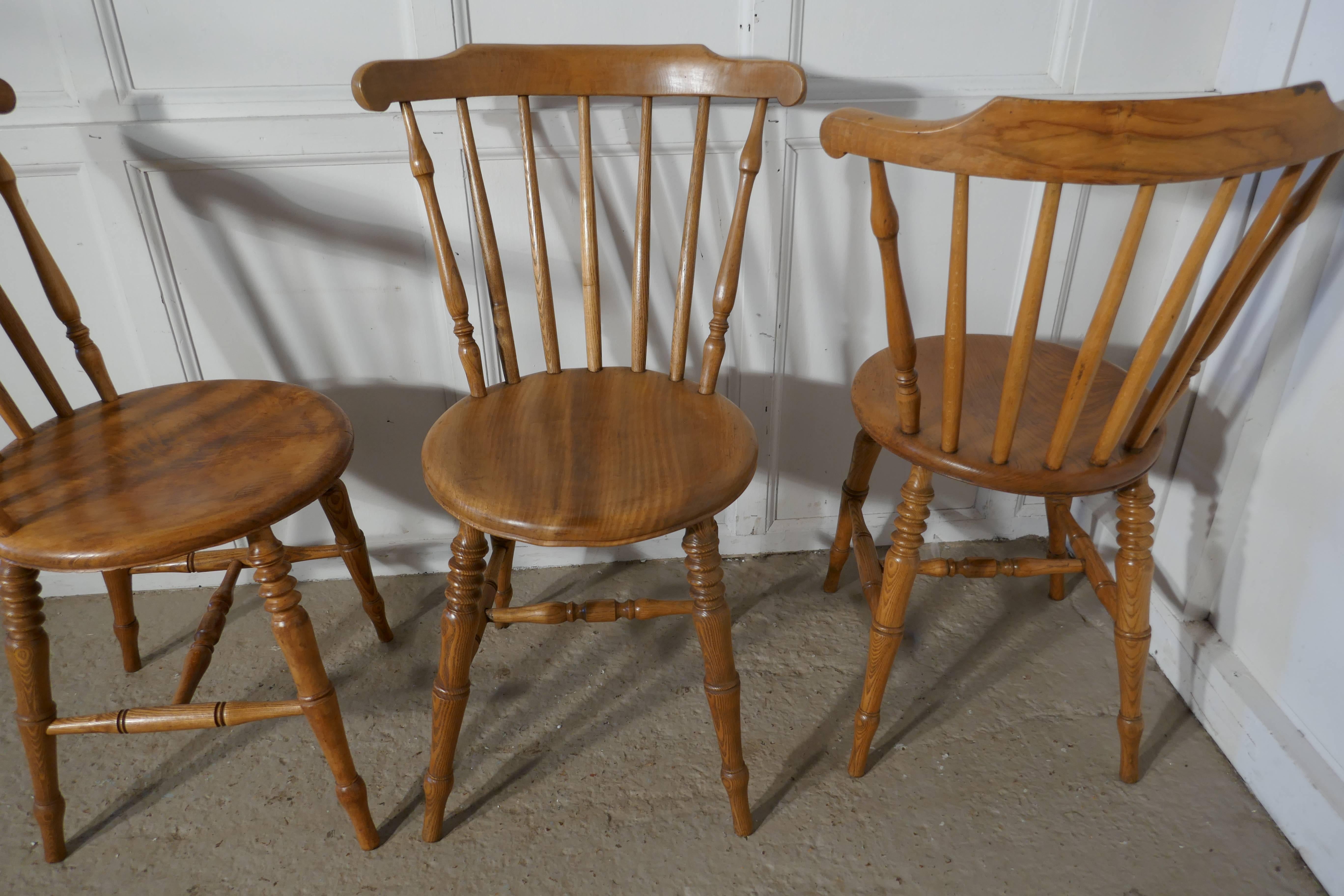 Victorian Set of Six Beech and Ash Country Kitchen Dining Chairs