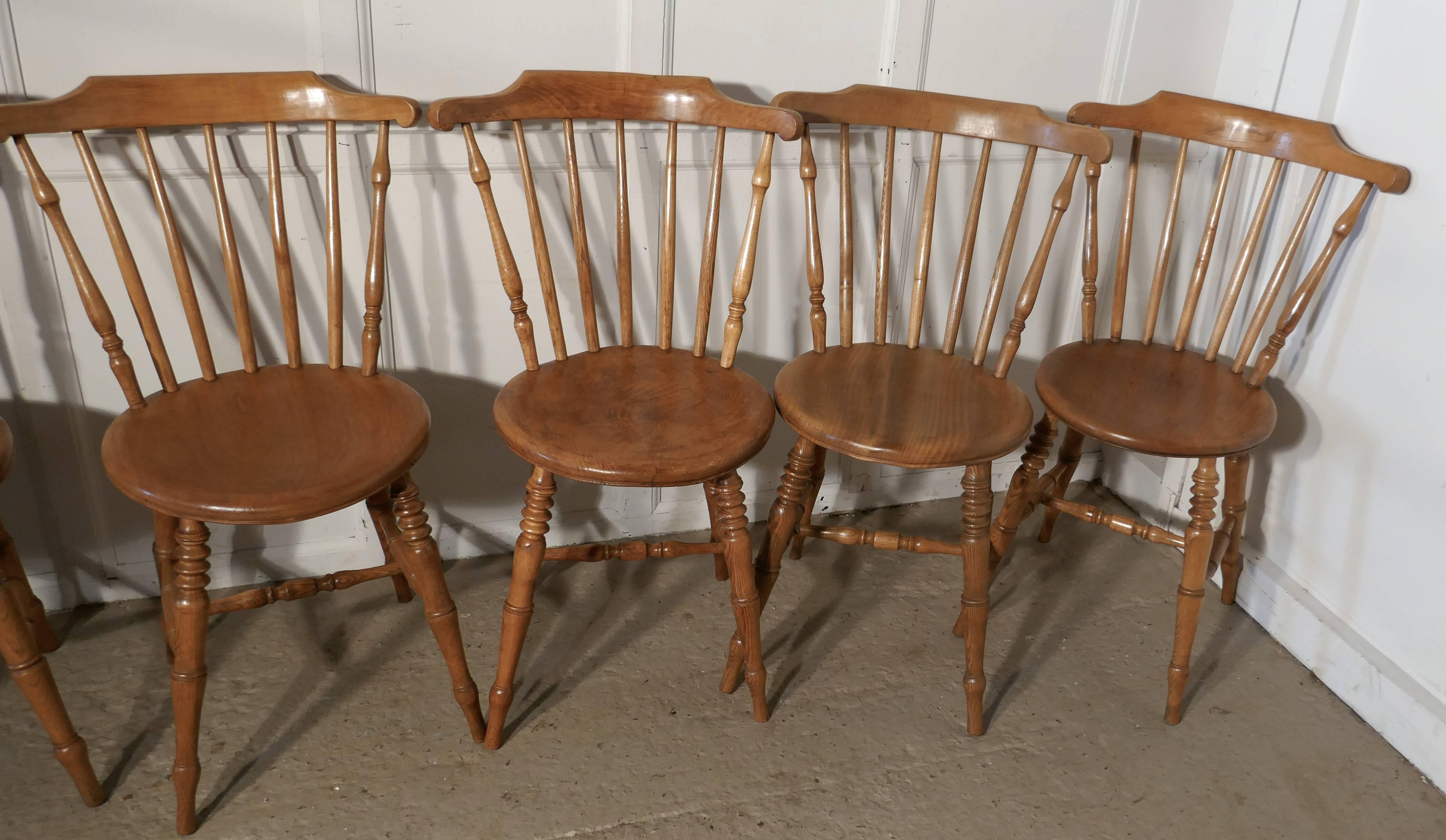 English Set of Six Beech and Ash Country Kitchen Dining Chairs
