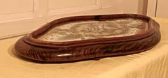 Victorian Beadwork Walnut Shaped Oval Walnut Frame Centrepiece Tray