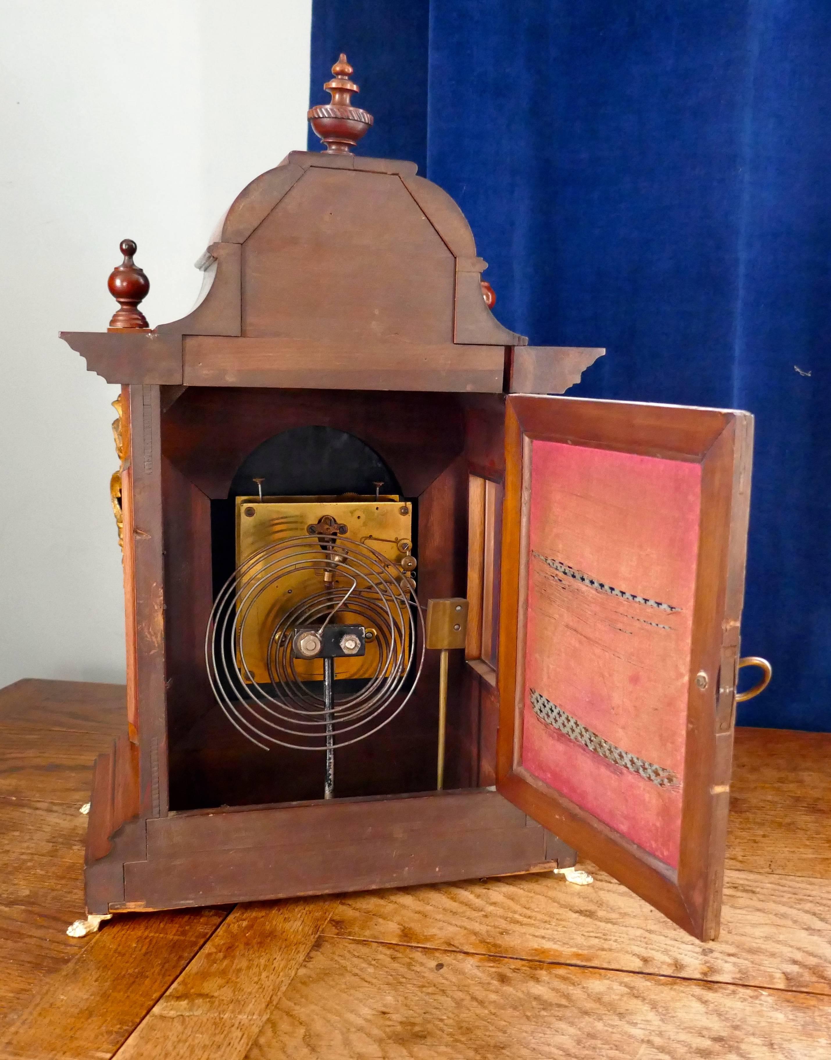 Victorian 19th Century German Bell-Top Walnut Bracket Mantel Clock by Junghans