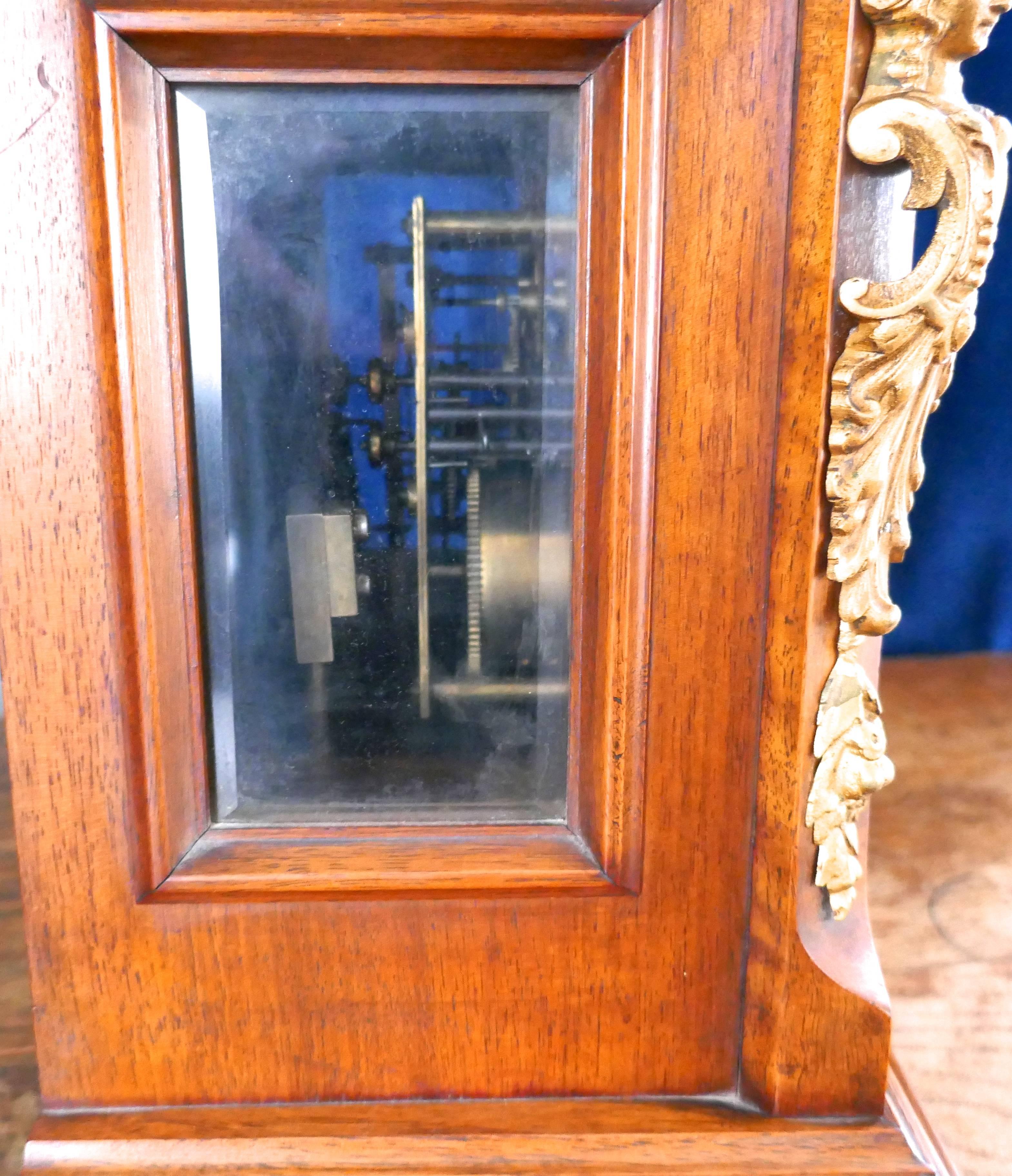 19th Century German Bell-Top Walnut Bracket Mantel Clock by Junghans 2