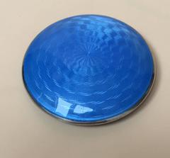 Charming German Sterling Silver Guilloche Enamel Compact Case