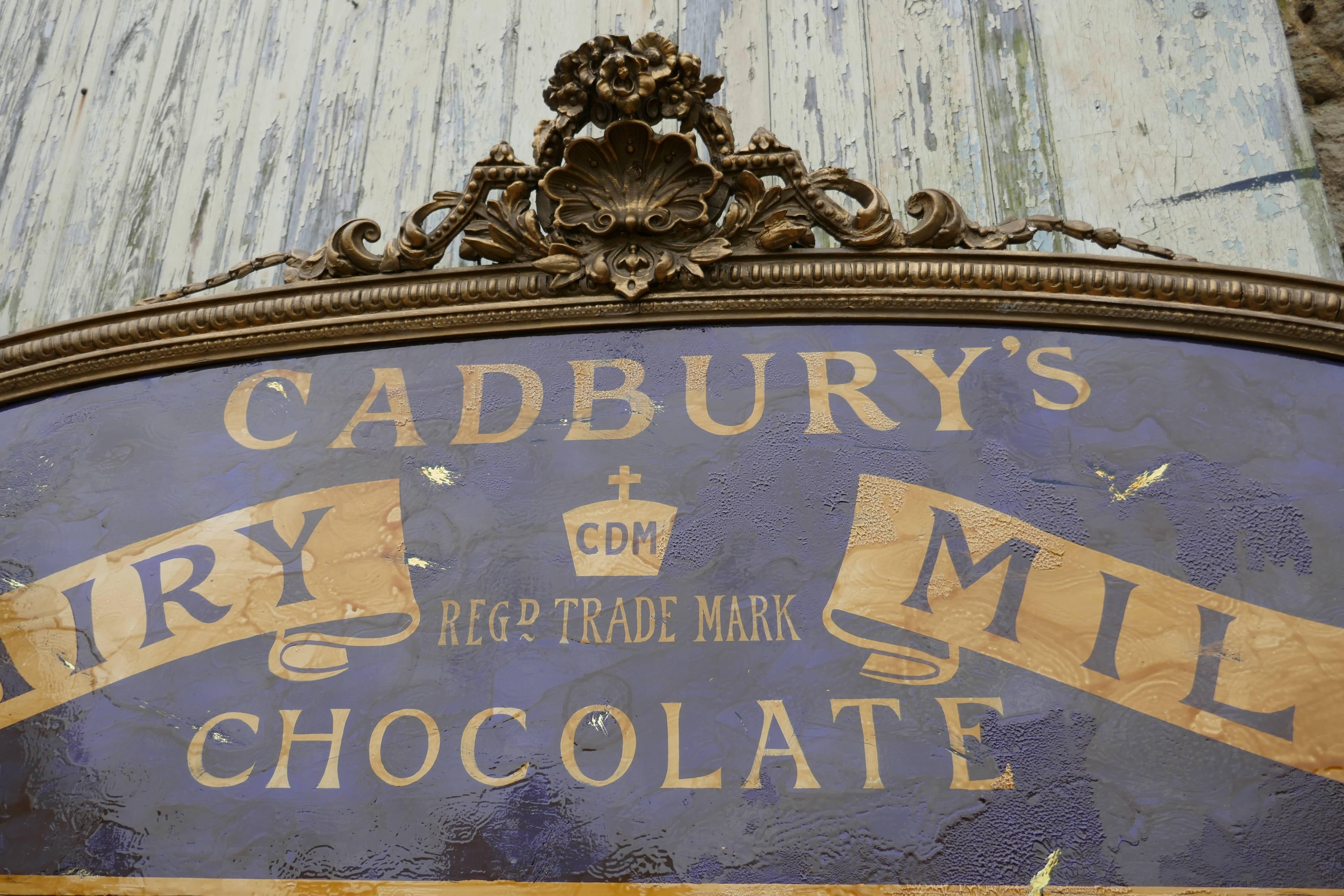 English Large Victorian Advertising Mirror, Cadbury’s Chocolate over Mantle