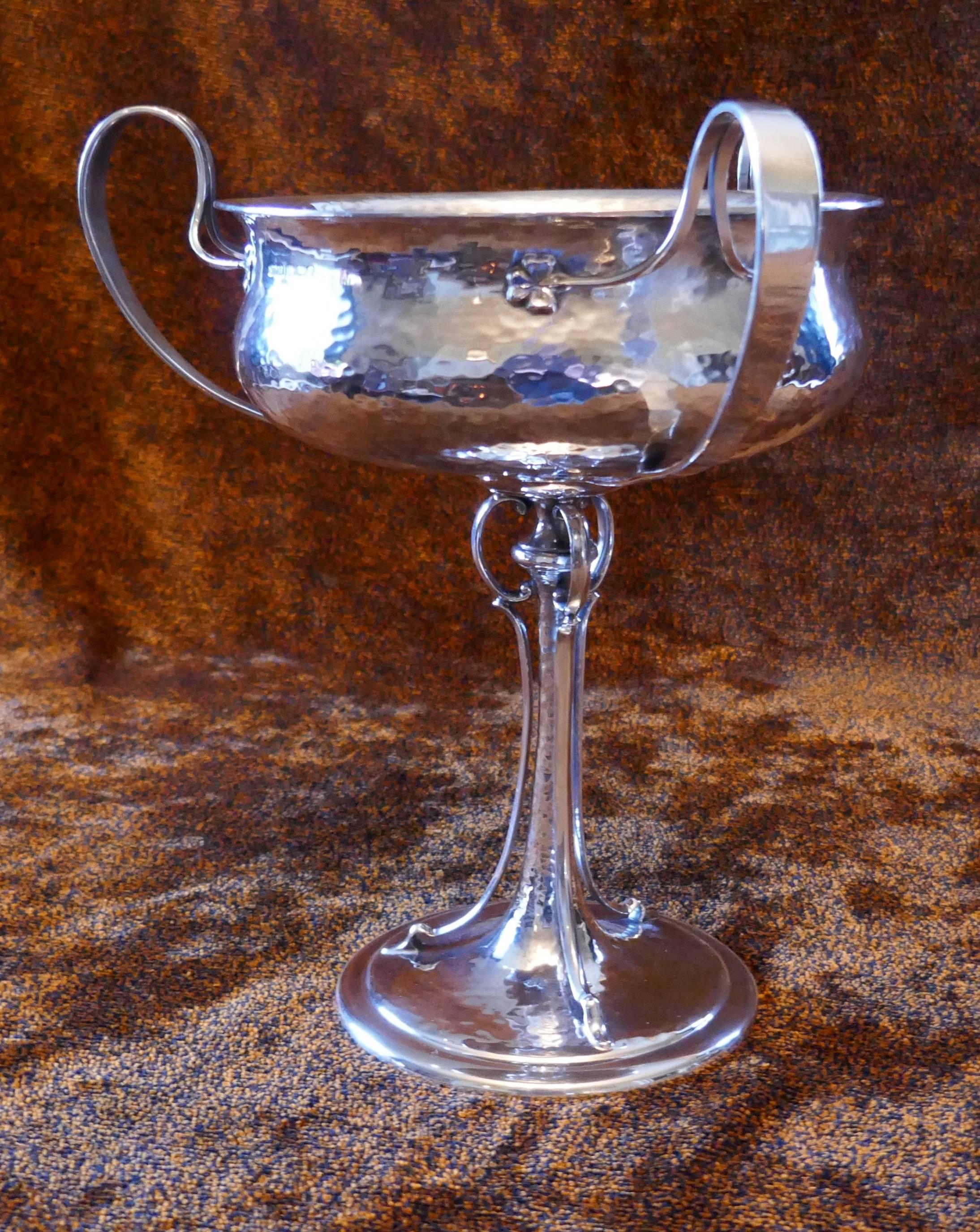 Arts and Crafts Centrepiece Bowl, Beaten Silver by James Dixon & Sons 1
