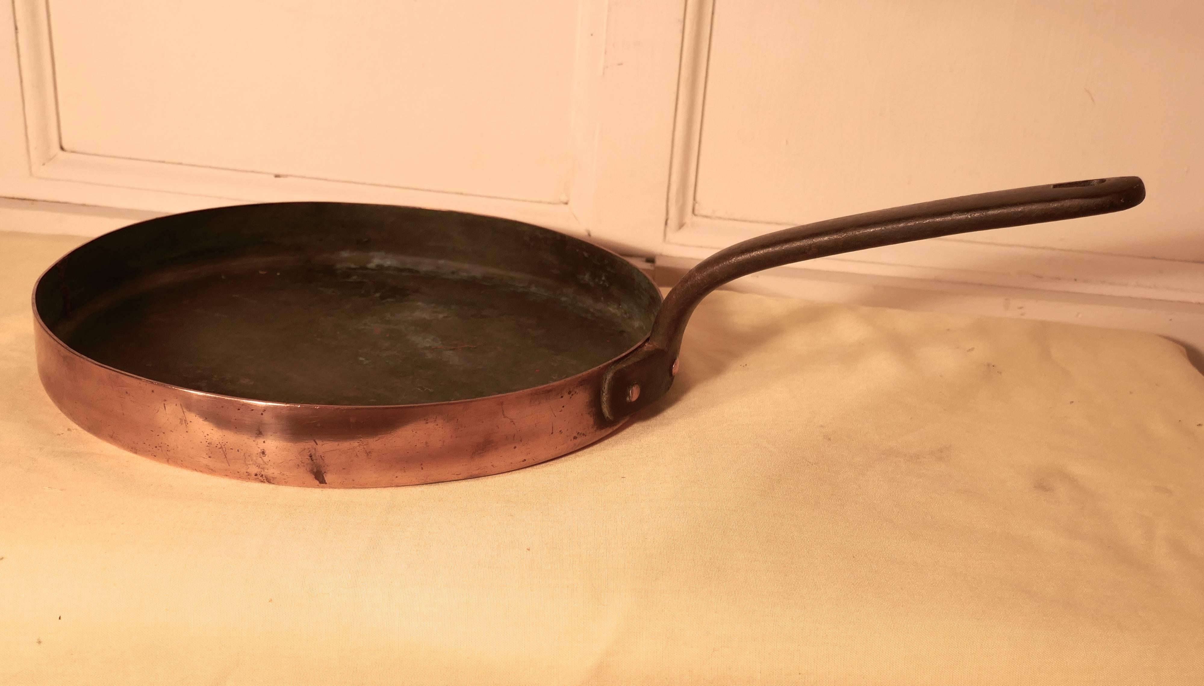 Hand-Crafted Large 18th Century Copper Frying Pan