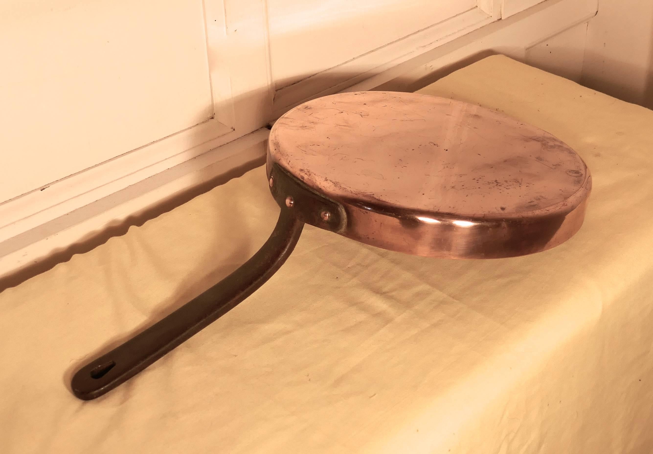 Large 18th Century Copper Frying Pan 1