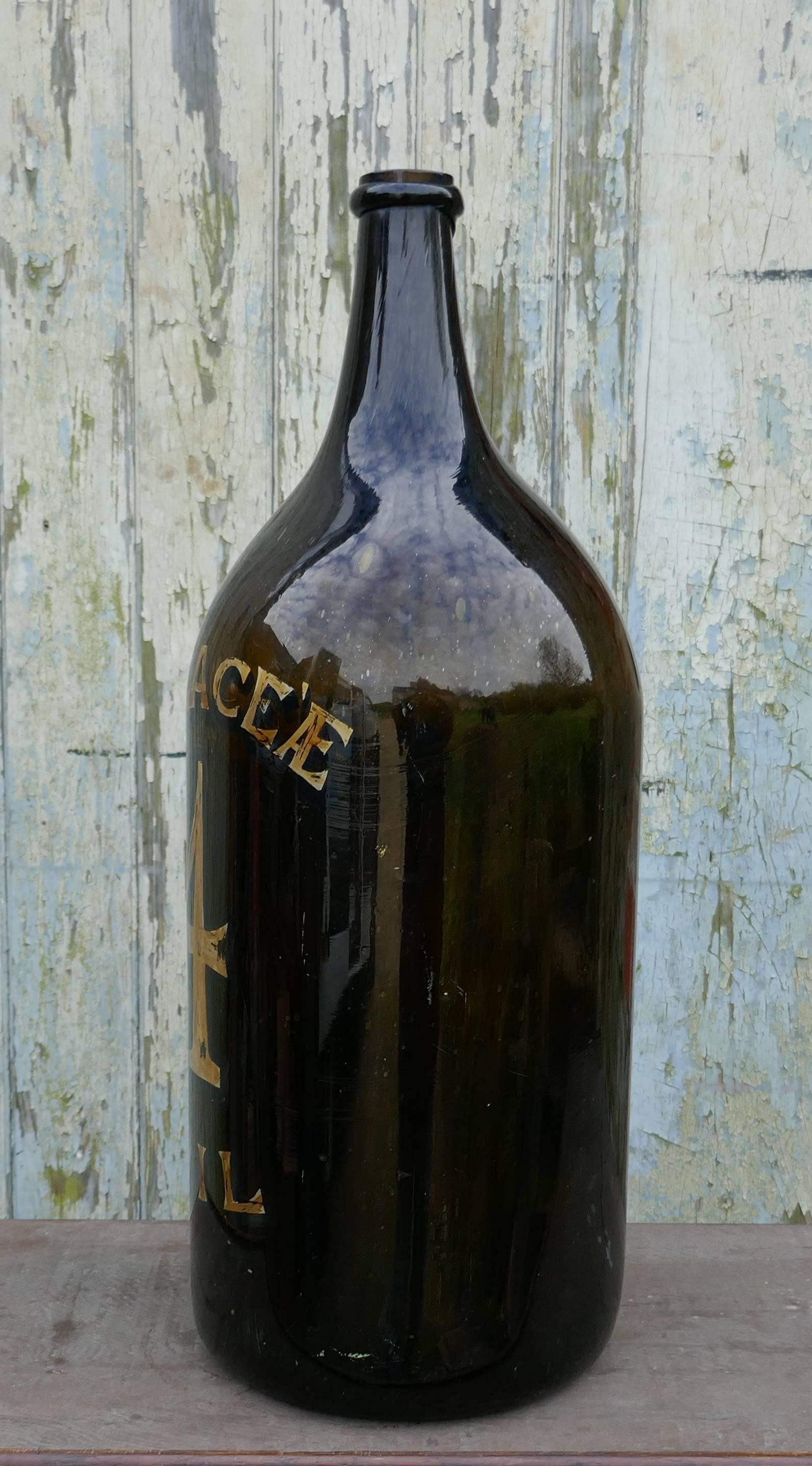 Giant 19th Century Italian Olive Oil Bottle with Gold Number and Lable In Good Condition In Chillerton, Isle of Wight