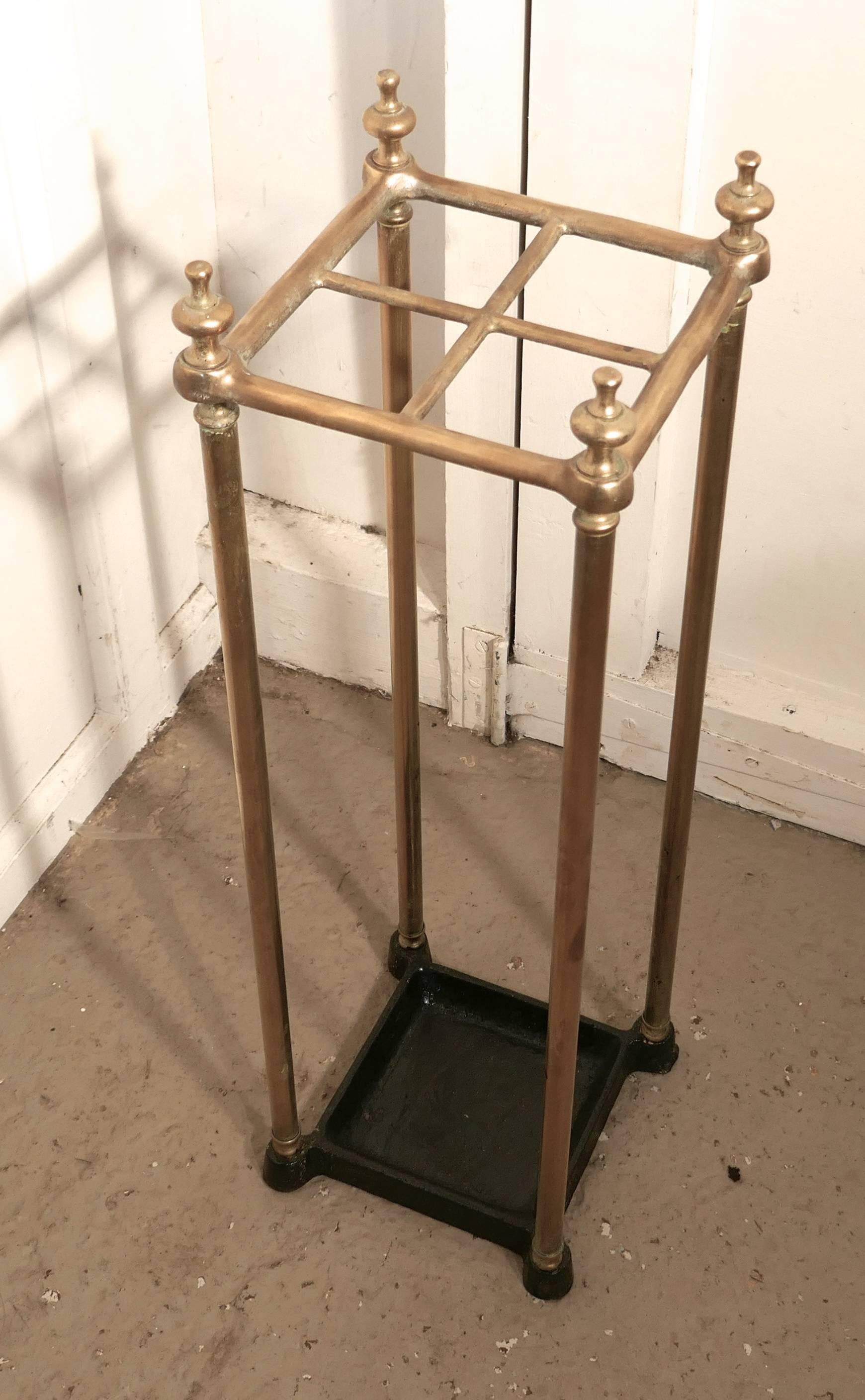 19th Century Petit Victorian Brass and Cast Iron Walking Stick Stand or Umbrella Stand