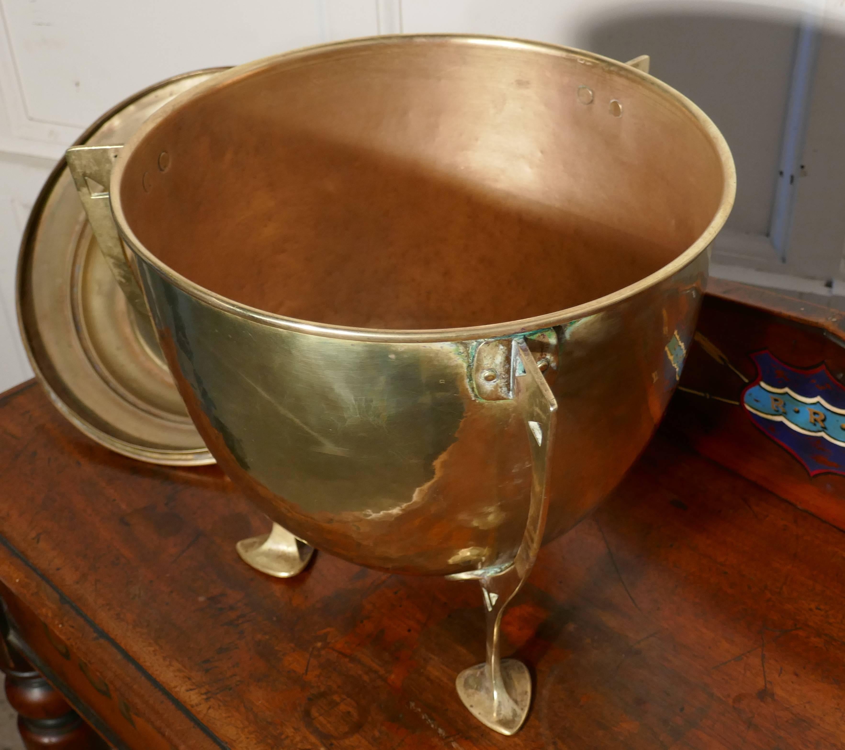 English Arts and Crafts Brass Ice Bucket Champagne Wine Cooler