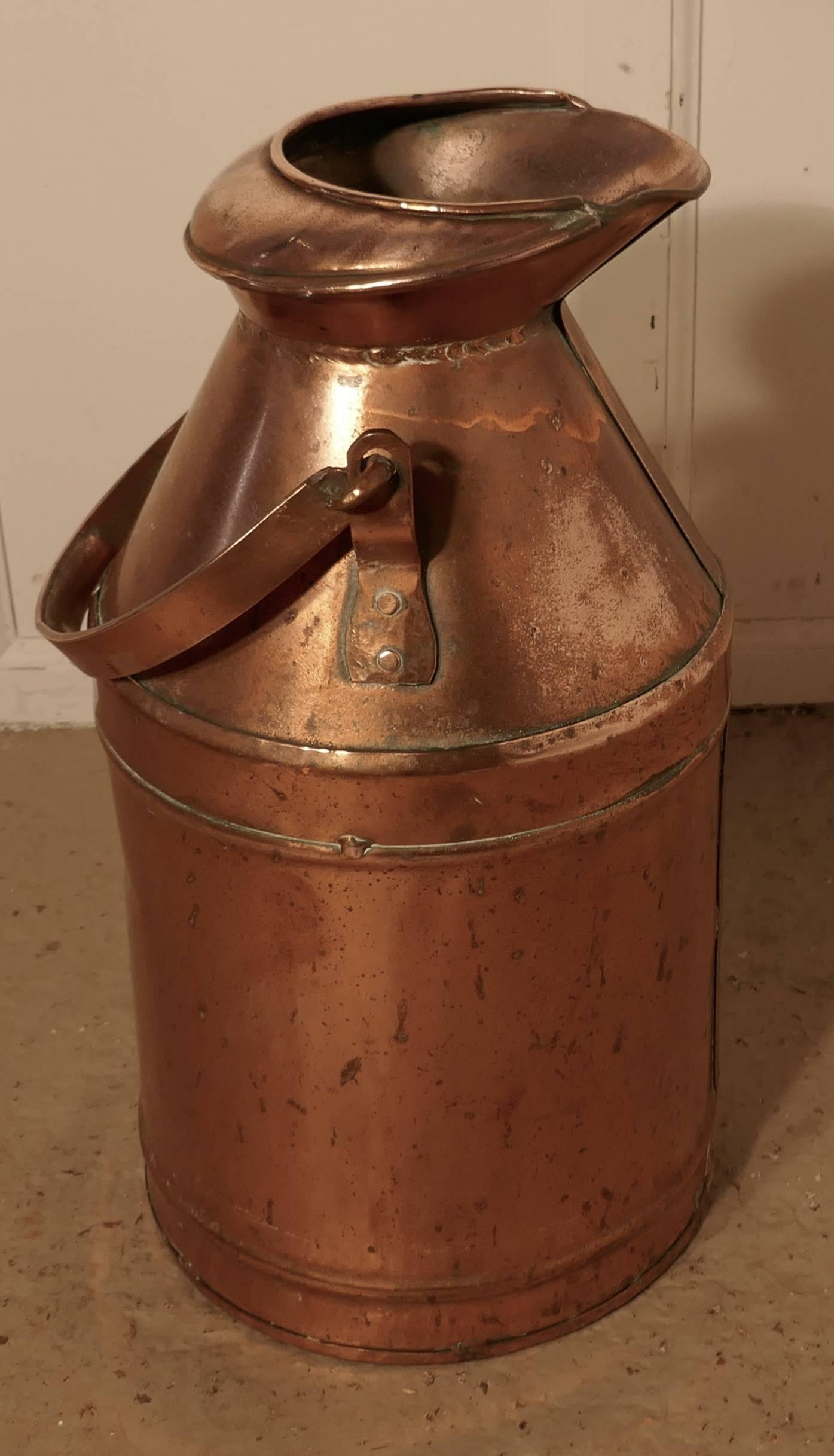 English Quirky Umbrella Stand, Copper Milk Churn or Pail, Industrial Antiques