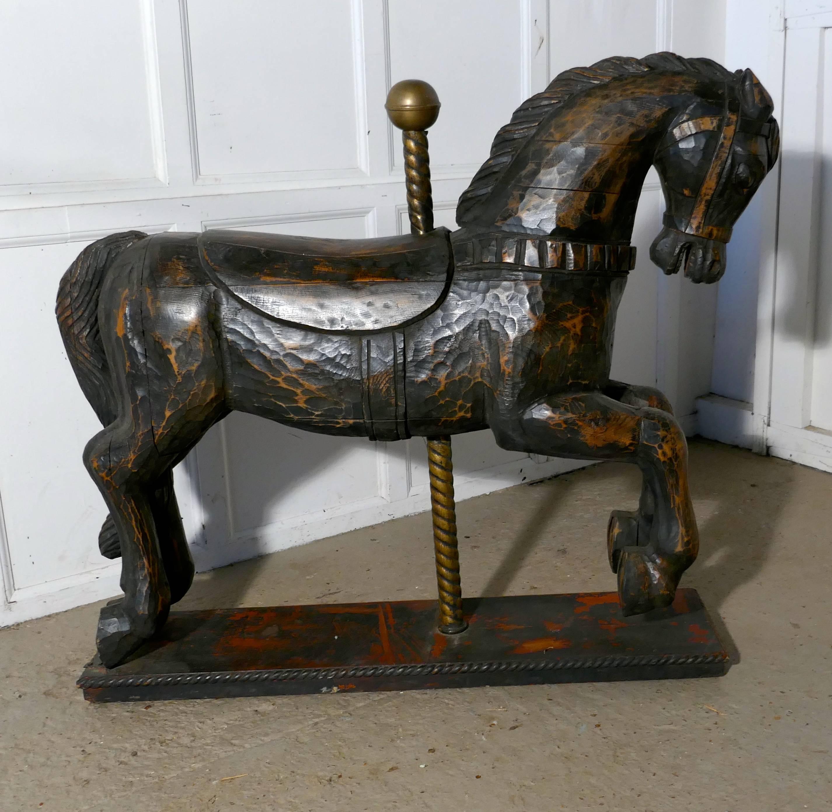 Folk Art 19th Century Wooden Spanish Carousel Galloper or Fair Ground Horse